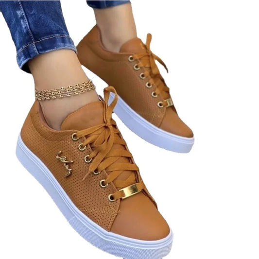 Zapatillas casuales para mujer Dreamblue, zapatos vulcanizados, planas, con cordones, ideales para caminar y deporte, talla 43.