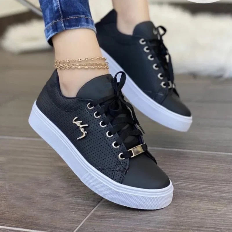 Zapatillas mujer Dreamblue 2024, calzado casual vulcanizado con cordones, estilo deportivo y plano para caminar y uso outdoor.