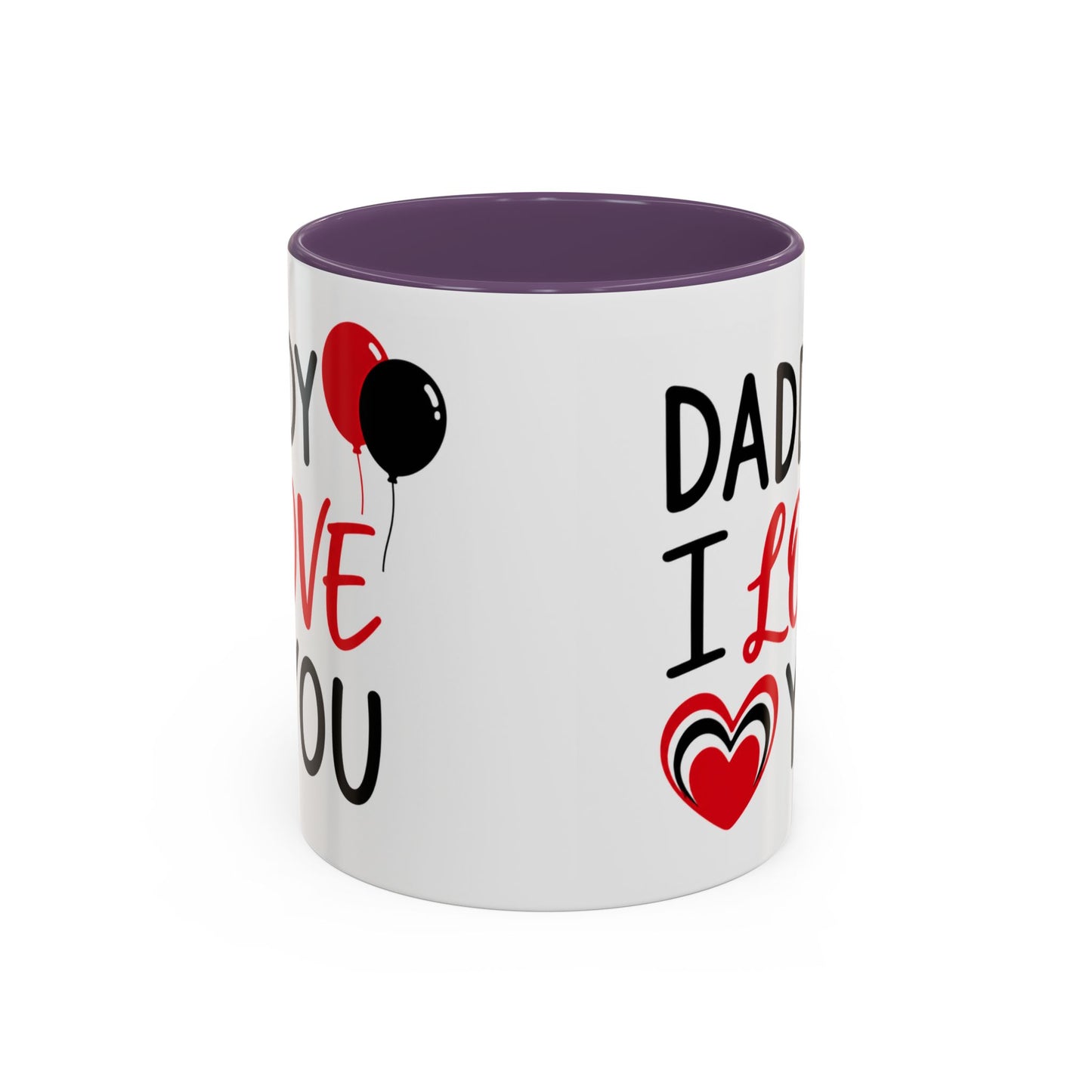 Taza de café con mensaje "Daddy I Love You" de Printify, taza de 11 oz para el Día del Padre, diseño con texto en blanco y rojo