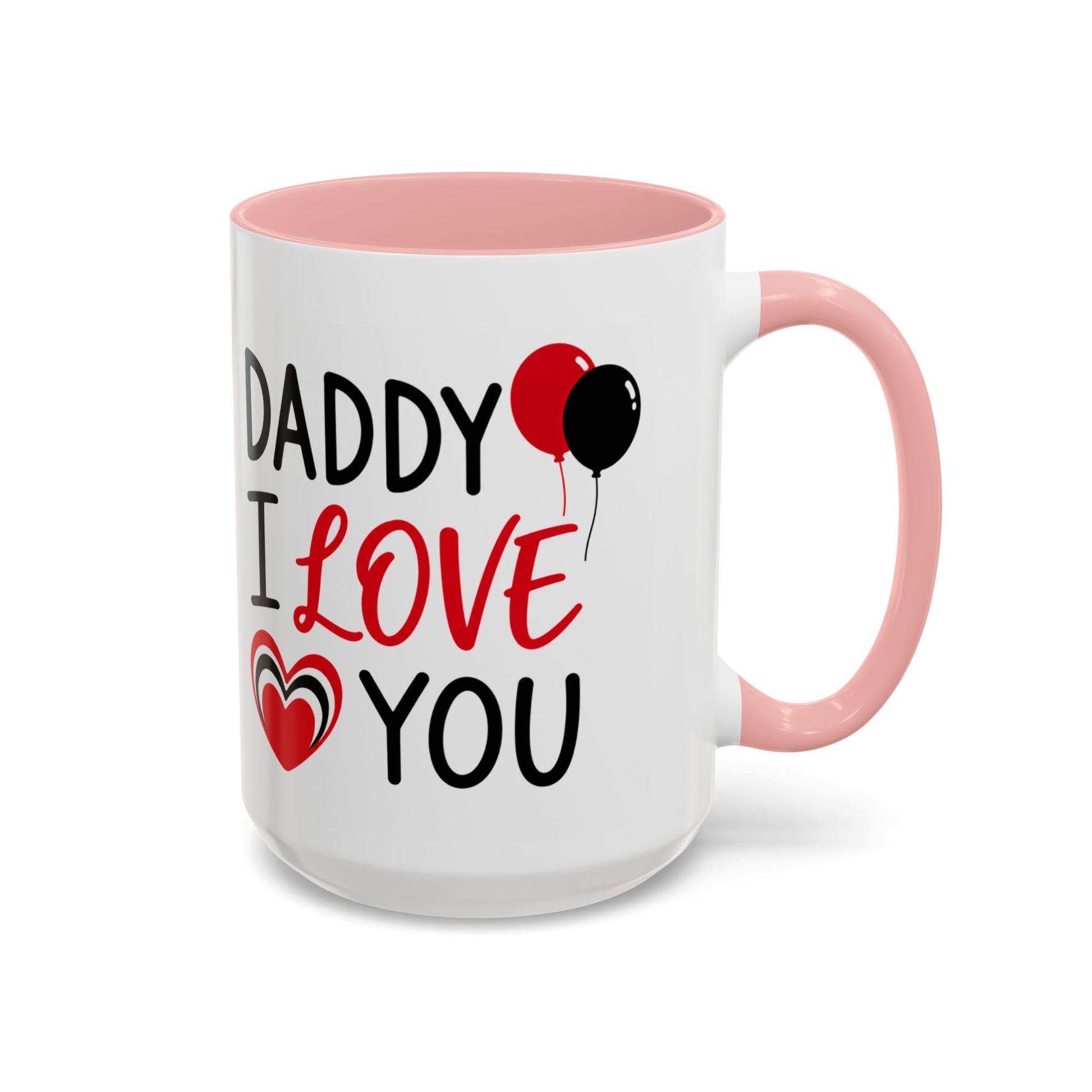 Taza de café Daddy I Love You Accent, 11 oz, con mensaje para el Día del Padre, hecha por Printify, visible en la imagen.