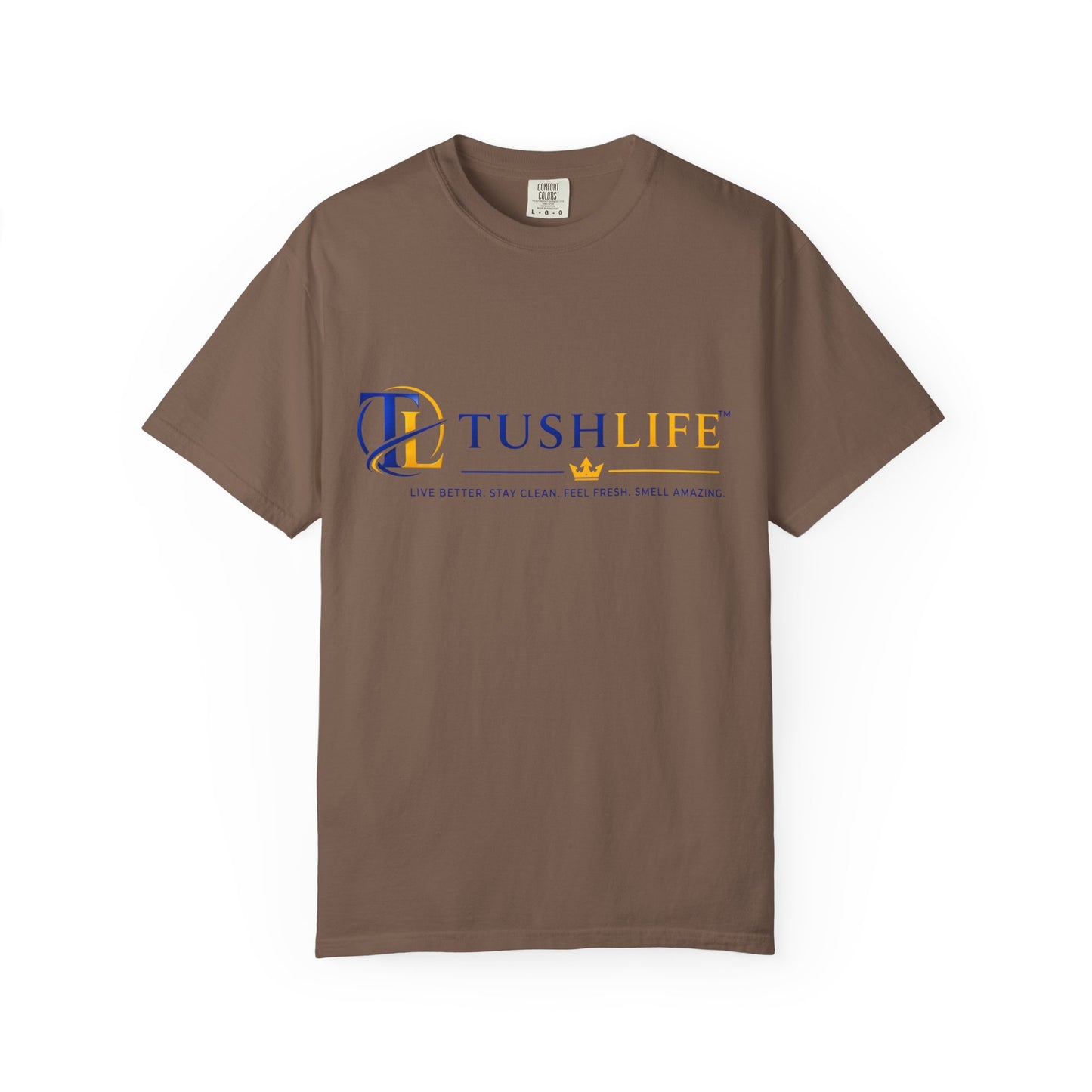 Camiseta de algodón premium TUSHLIFE para uso diario, vista frontal en color blanco con diseño simple, de la marca Printify.