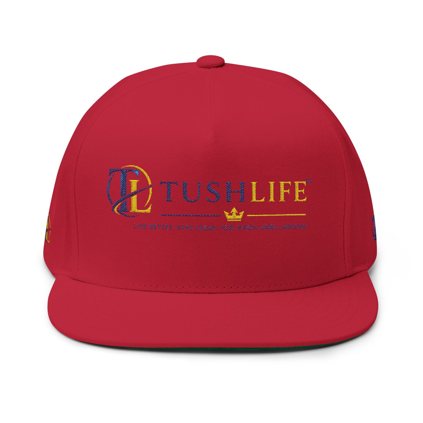 Gorra trucker TushLife Flame con bordado, malla y cierre snapback, estilo casual y moderno.