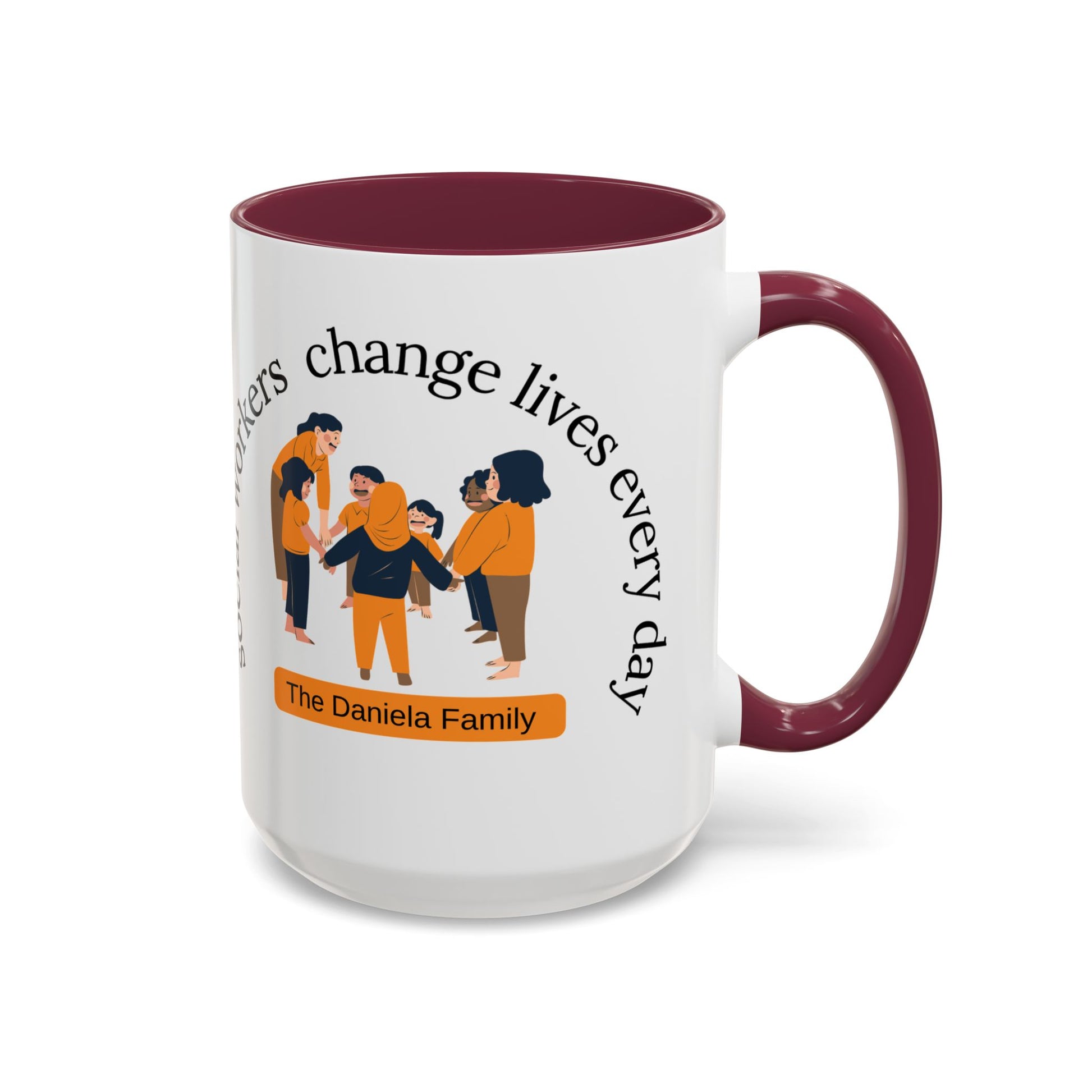 Taza de cerámica para trabajadores sociales que cambian vidas, en tamaños de 11 oz y 15 oz, con diseño de Printify