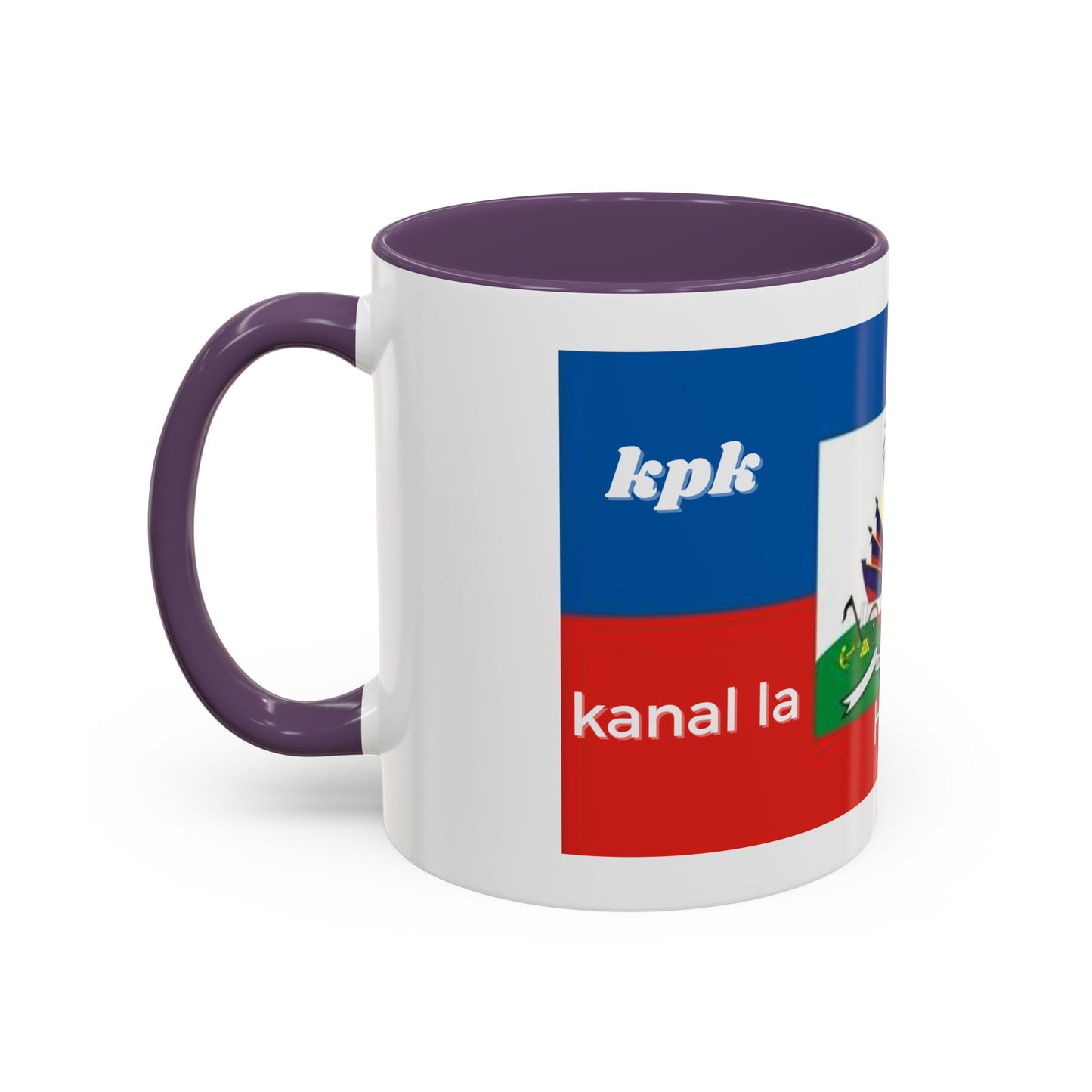 Taza de cerámica Printify con diseño haitiano KPK Kanal La Pap Kanpe para café o té, decorativa y perfecta para oficina o regalo.