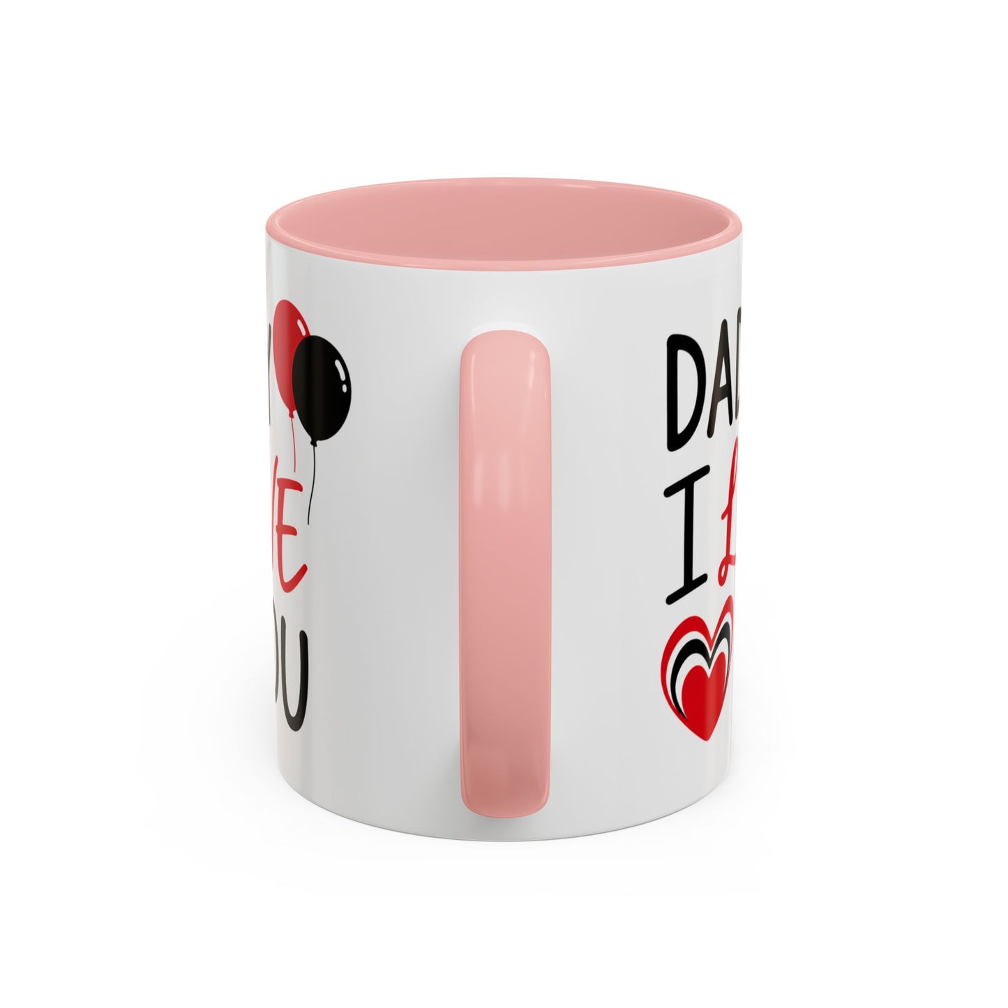 Taza de café Printify "Daddy I Love You" de 11 oz, con mensaje cariñoso para el Día del Padre, en blanco con diseño en color.