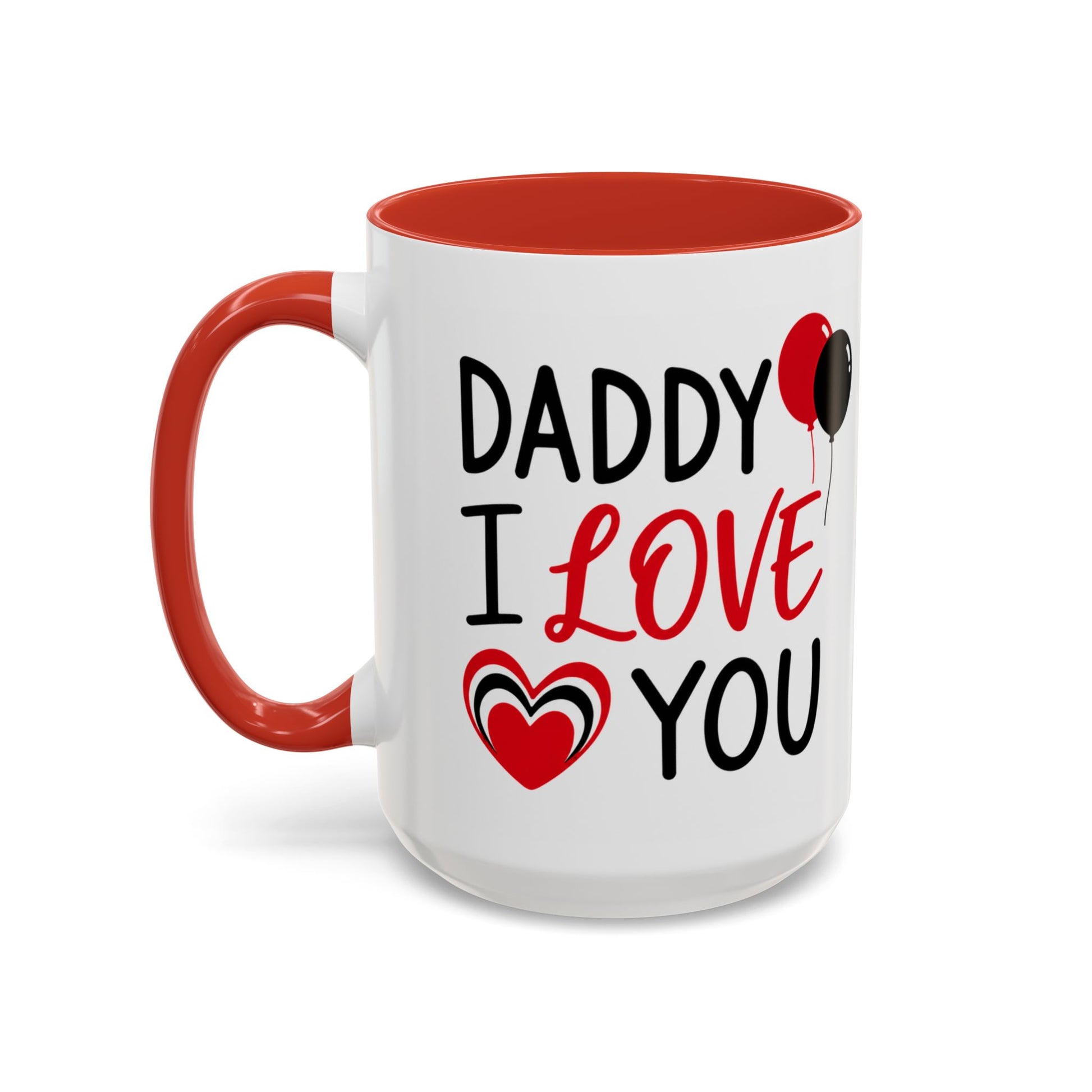 Taza de café Printify "Daddy I Love You" con diseño de acento, ideal para el Día del Padre, de 11 oz.