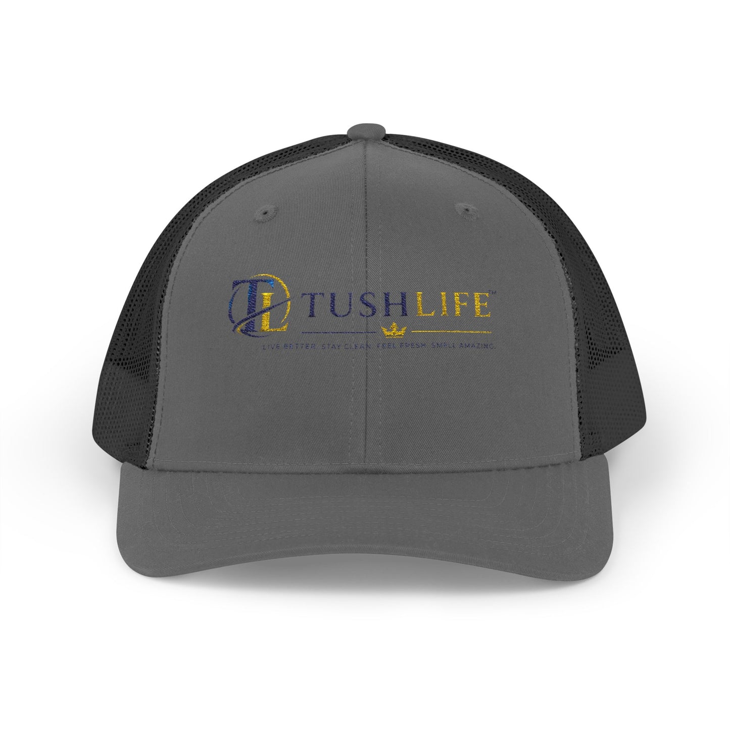 Gorra trucker TushLife Flame Snapback Mesh con logotipo de fuego, estilo sombrero de camionero, marca Printify