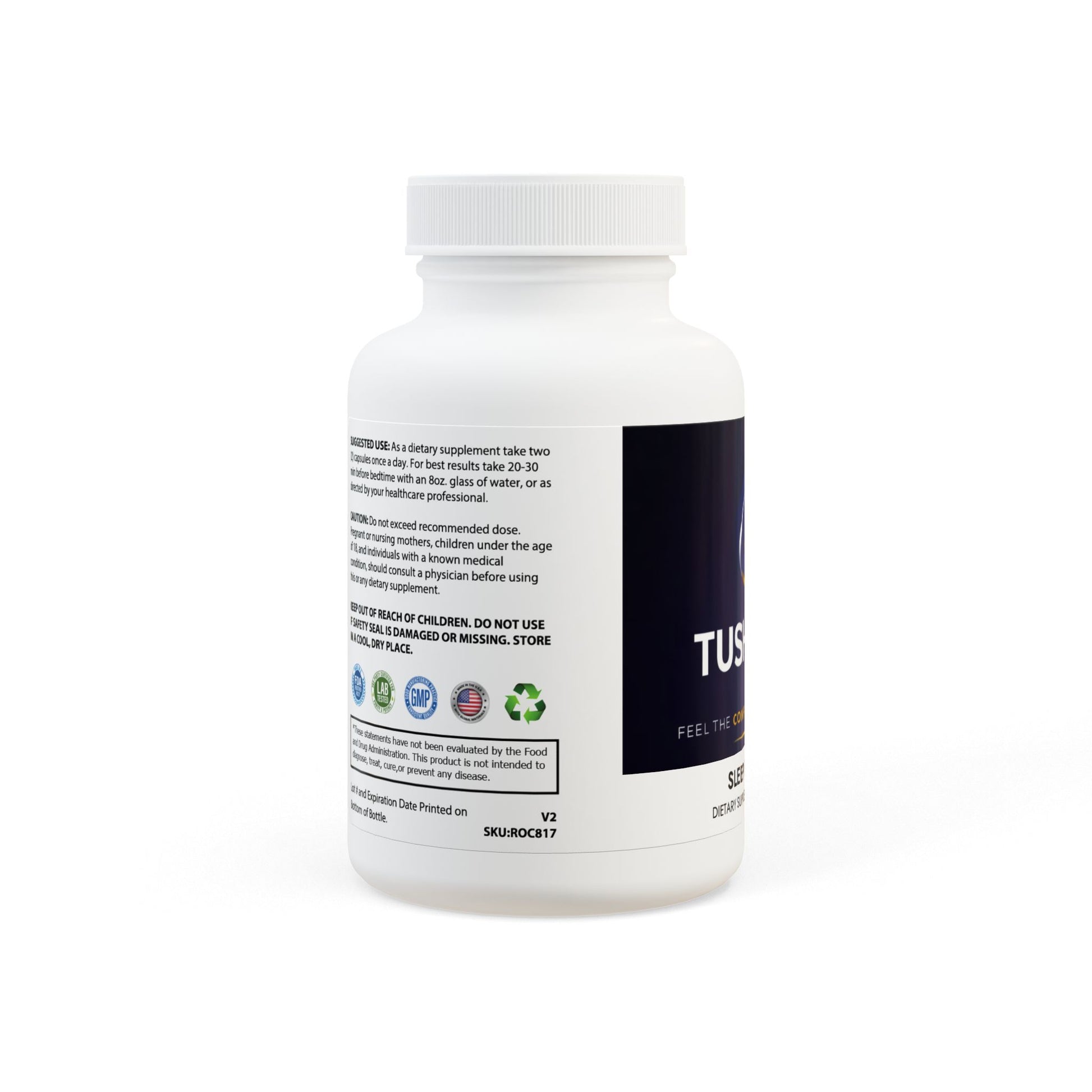 Suplemento alimenticio Tushlife de RJ-Solutions, cápsulas naturales para dormir profundo y relajación sin hábito, 60 cápsulas
