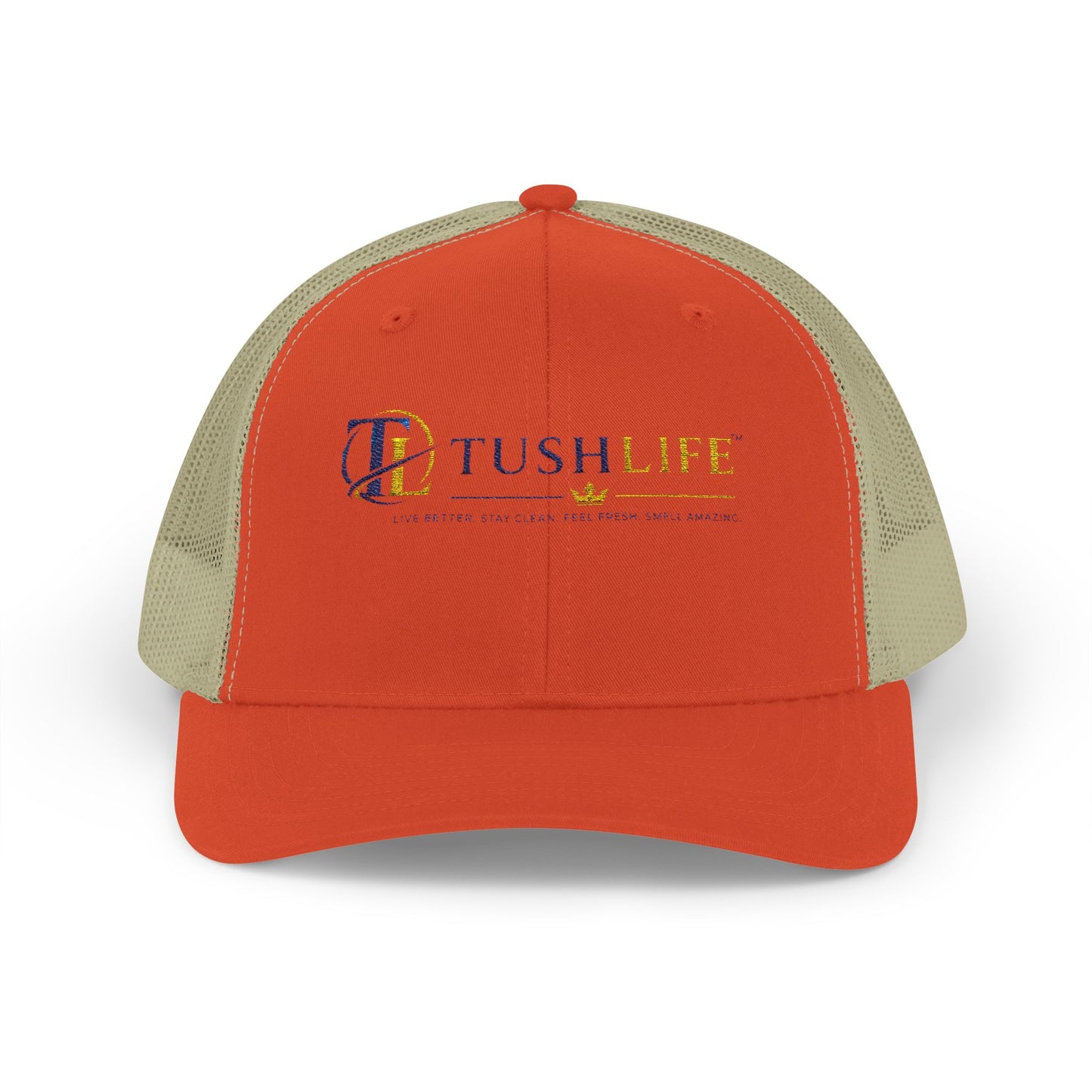 Gorra trucker TushLife Flame Snapback de malla con logotipo de llamas, estilo casual y moderno, marca Printify.