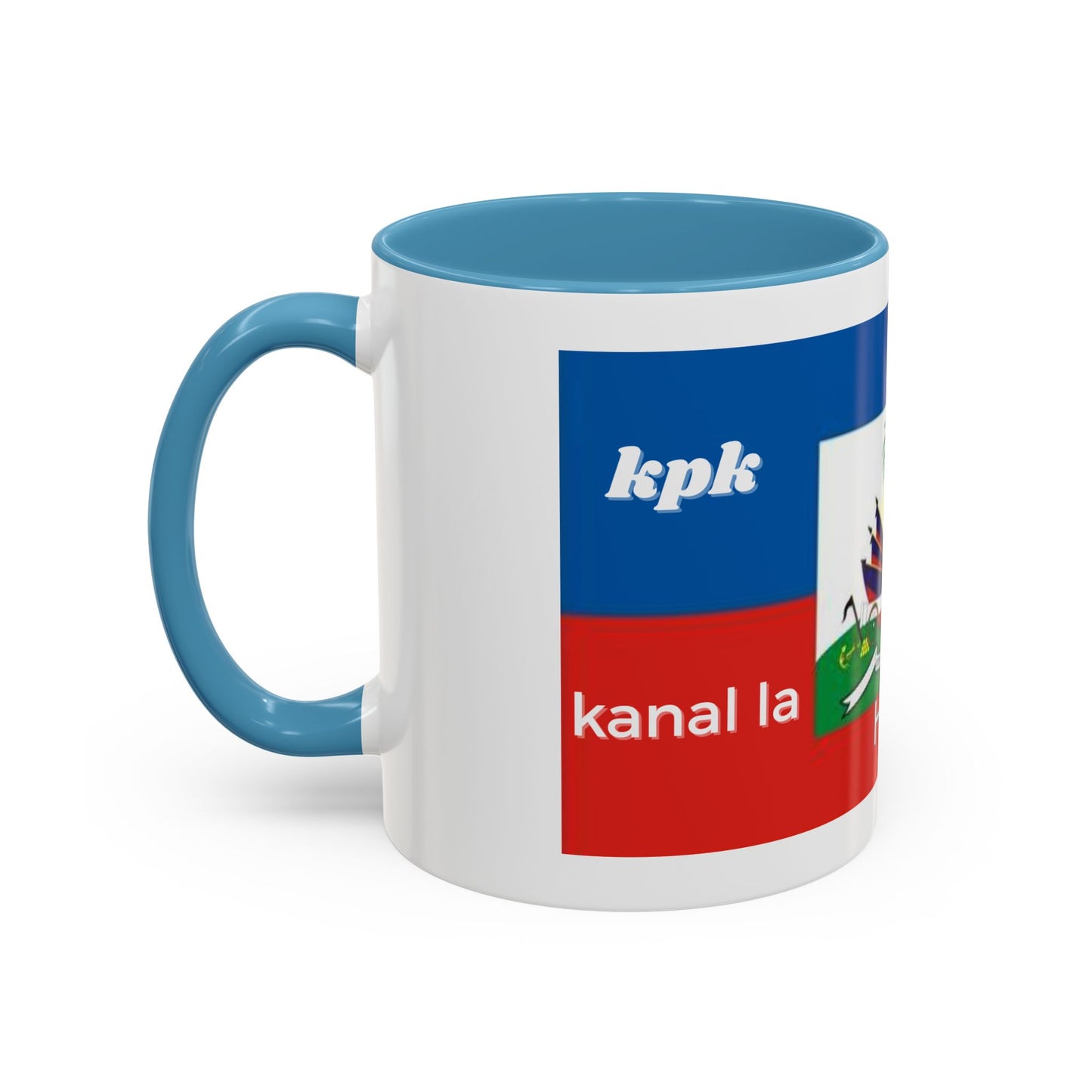 Taza de cerámica con diseño de café haitiano KPK Kanal La Pap Kanpe, ideal para té y bebidas calientes en cocina u oficina