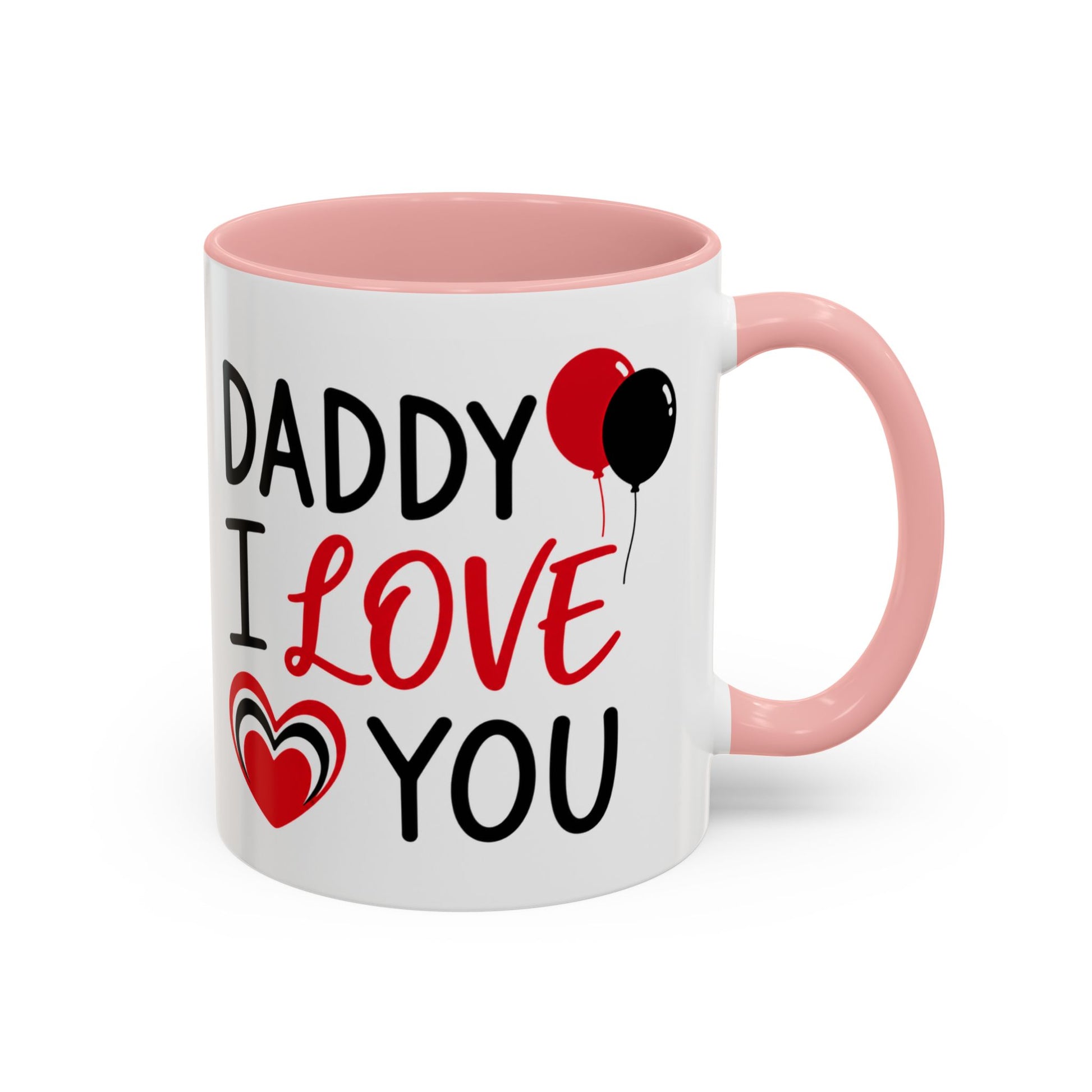 Taza de café Daddy I Love You de Printify con mensaje para el Día del Padre, 11 oz, diseño de acento y amor paterno.