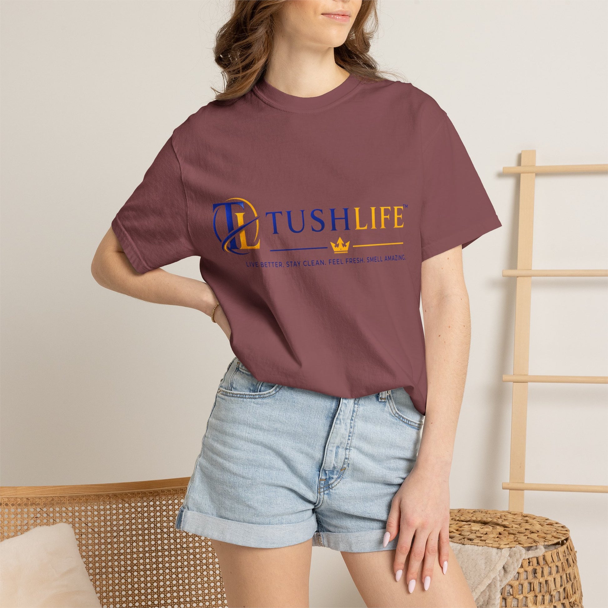 Camiseta de algodón premium TUSHLIFE, camiseta cómoda para uso diario, con diseño simple y estilo casual de Printify