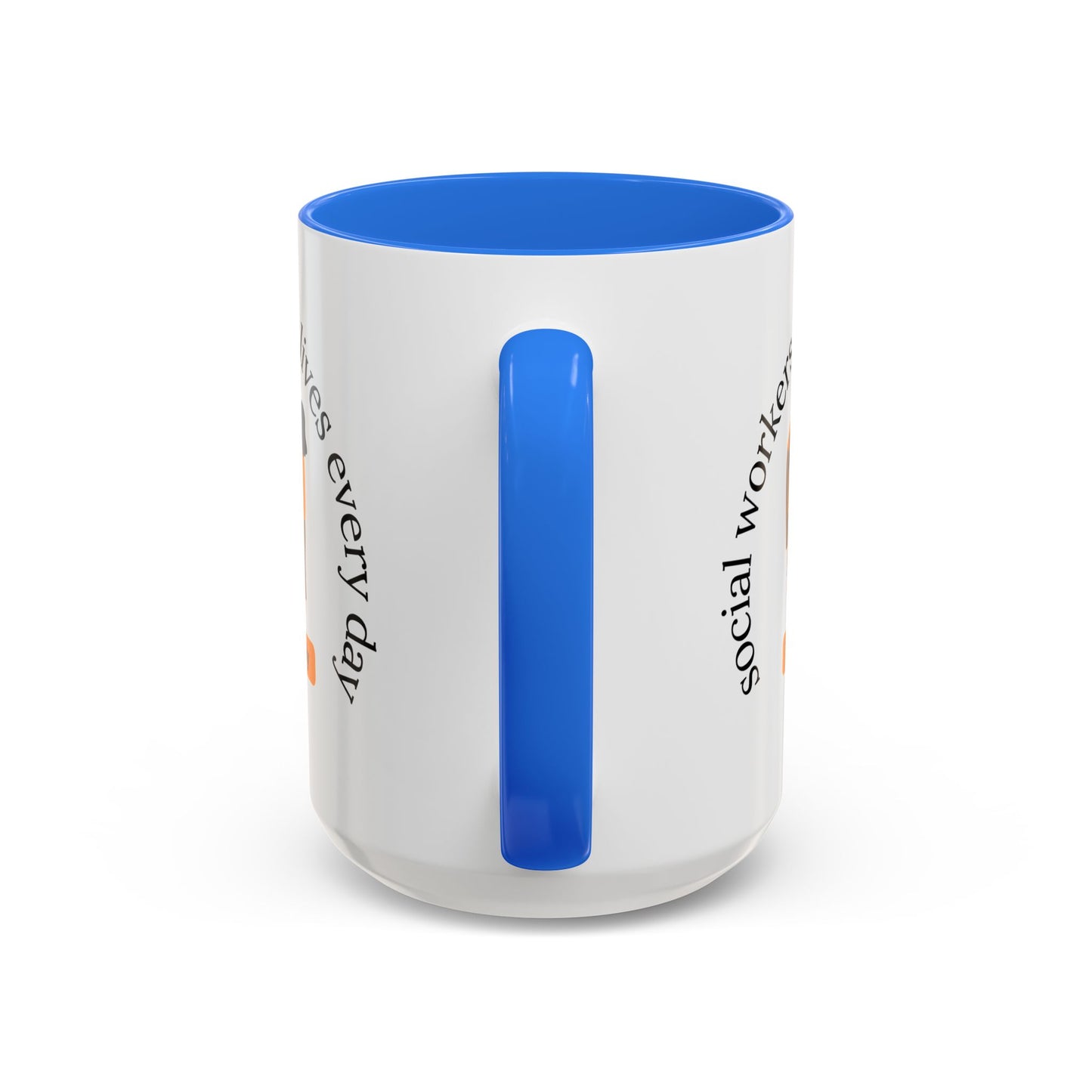 Taza de cerámica para trabajadores sociales, "Change Lives" en tamaño de 11oz o 15oz, con diseño impreso en blanco y negro.