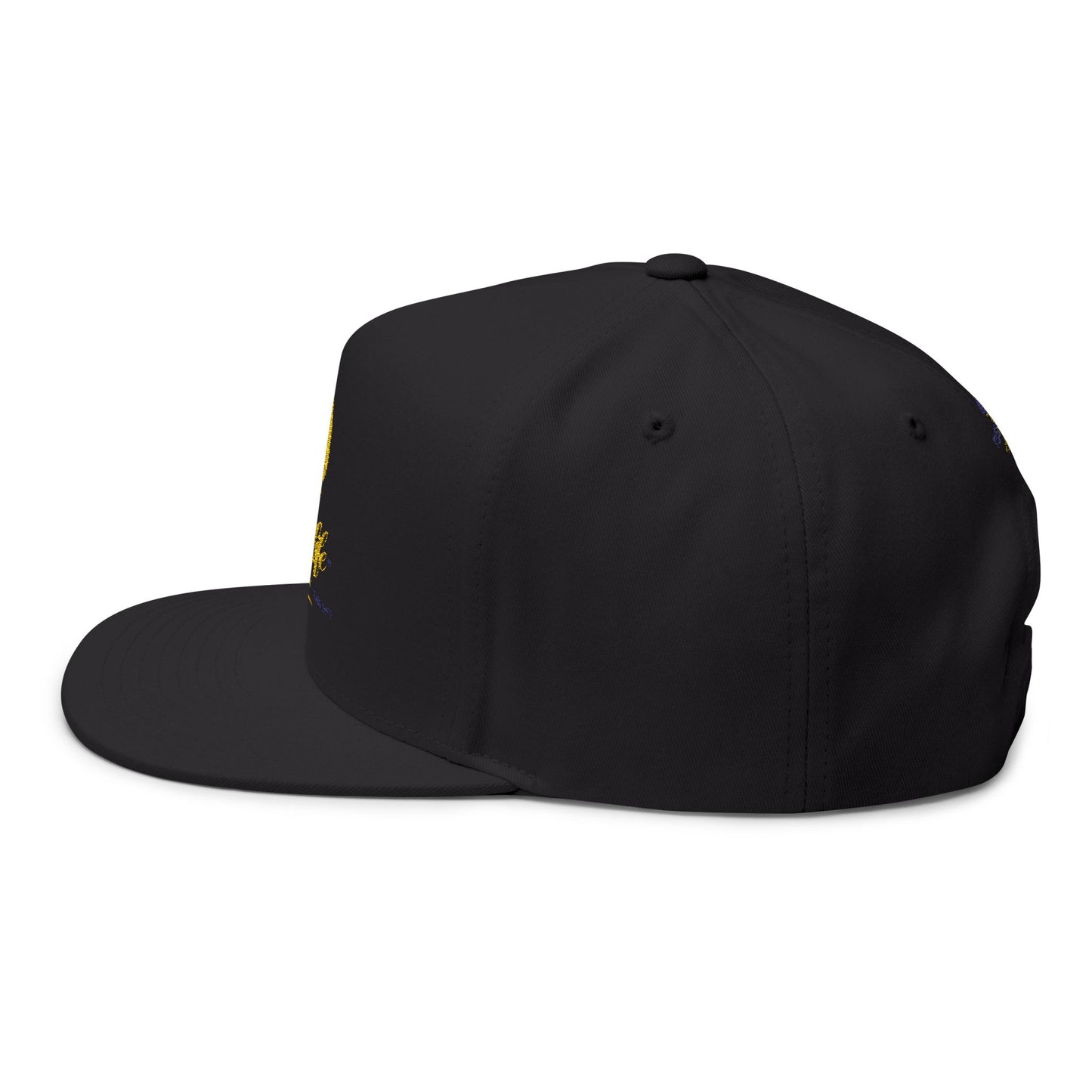 Gorra plana con logo de llama amarilla, gorra snapback bordada, estilo casual y moderno, de la marca Printify.