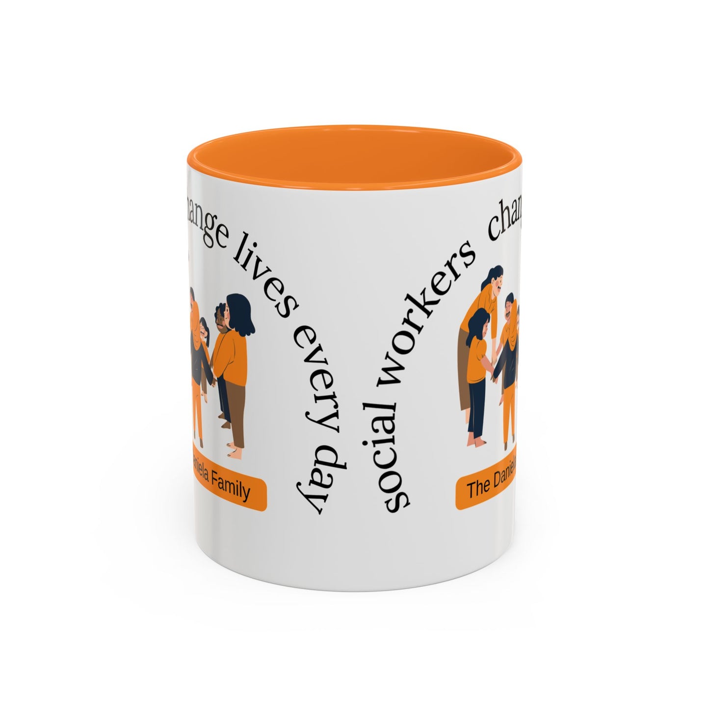 Taza de cerámica de 11 oz o 15 oz con texto "Social Workers Change Lives" en diseño impreso, de la marca Printify.