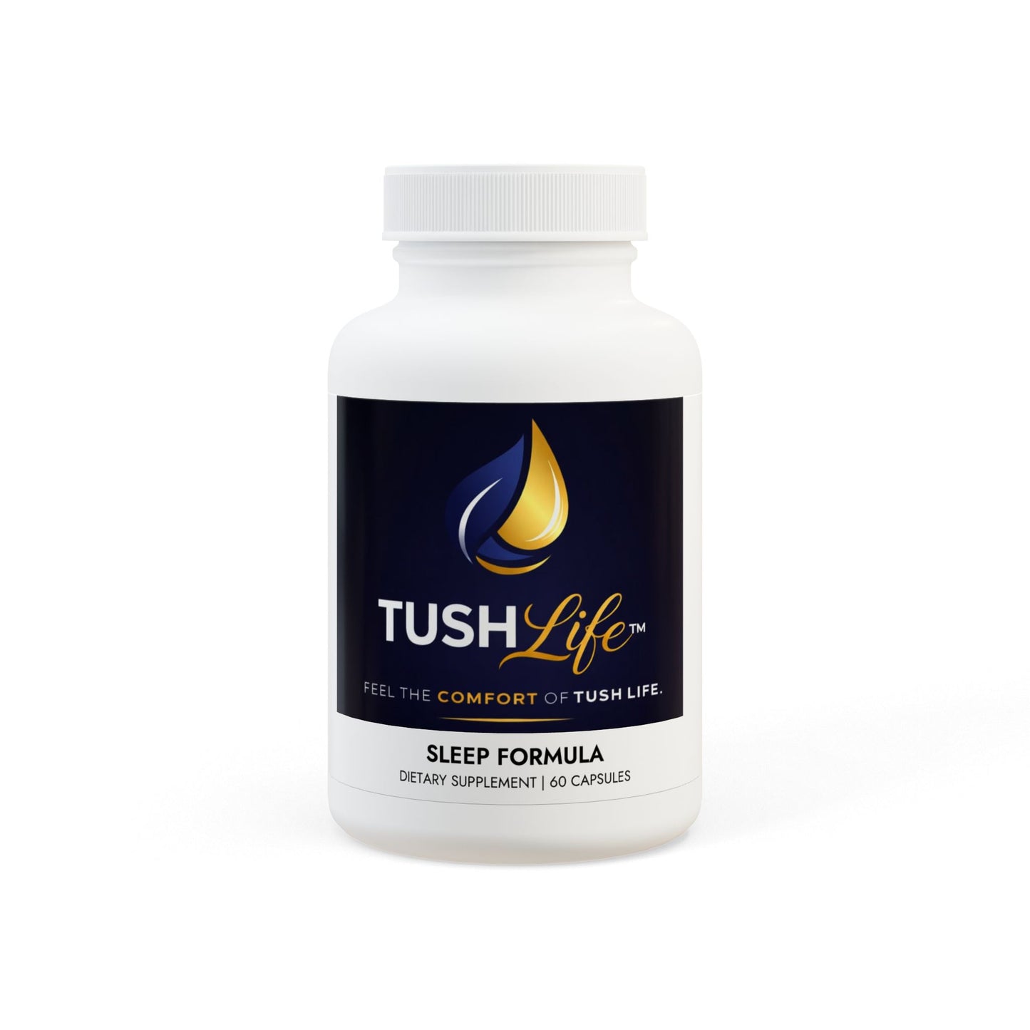 Suplemento natural Tushlife para dormir profundo y relajación, frascos con 60 cápsulas, ayuda para el descanso sin hábito.