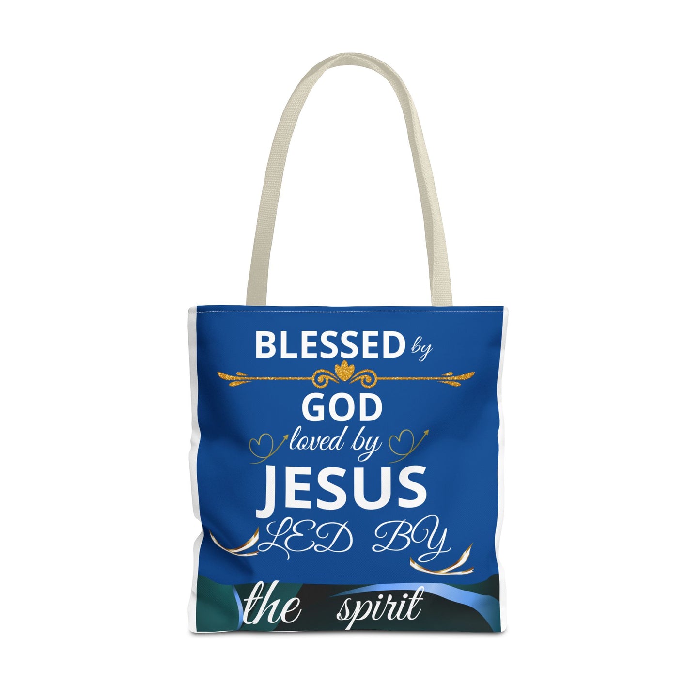 Bolso de mano inspirador Christian Mom Tote Bag de Printify con mensaje de confianza en Dios y gratitud, estilo religioso.