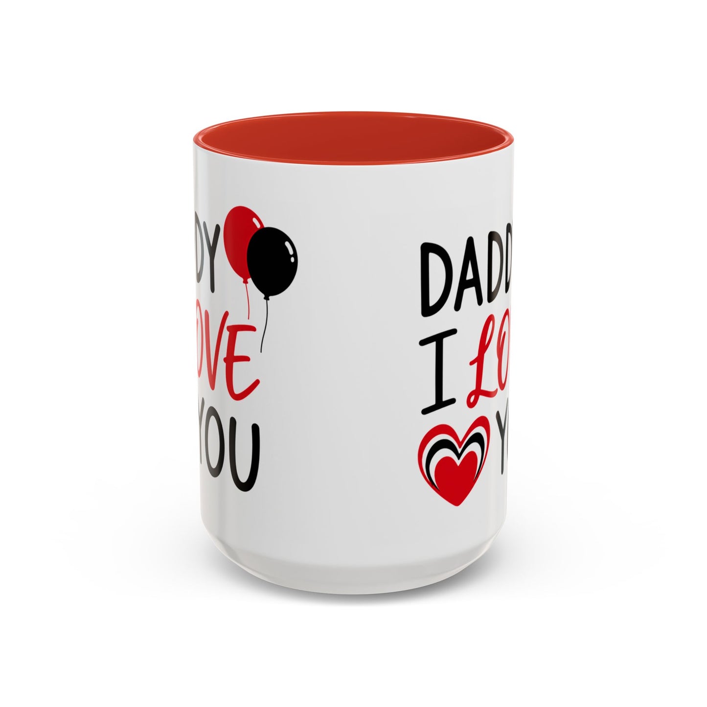 Taza de café Daddy I Love You Accent de Printify con mensaje cariñoso, capacidad de 11 oz, ideal para regalar en el Día del Padre.
