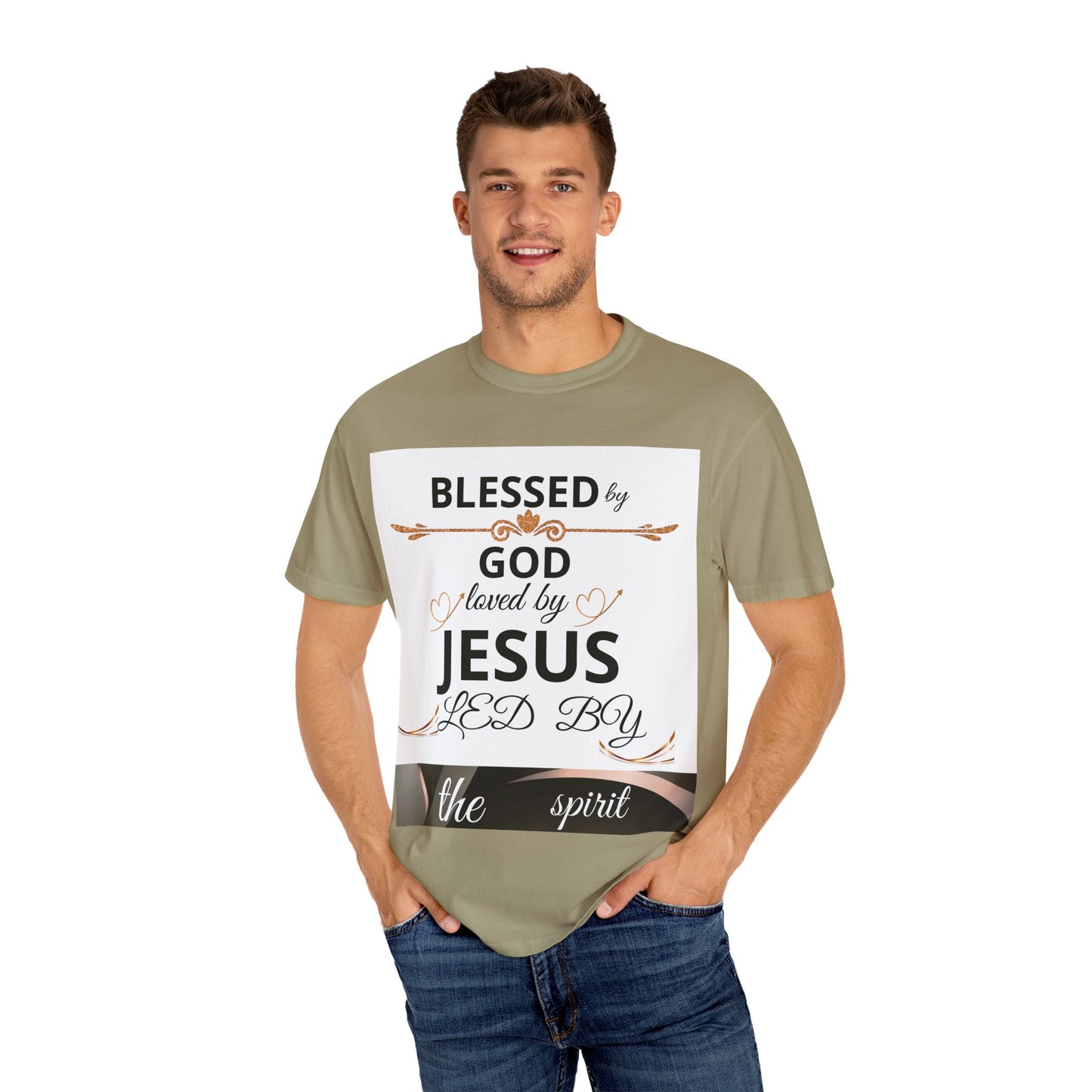 Camiseta unisex Blessed by God de Printify, camiseta de color lavado para iglesia, familia y viajes, ropa cristiana y de fe
