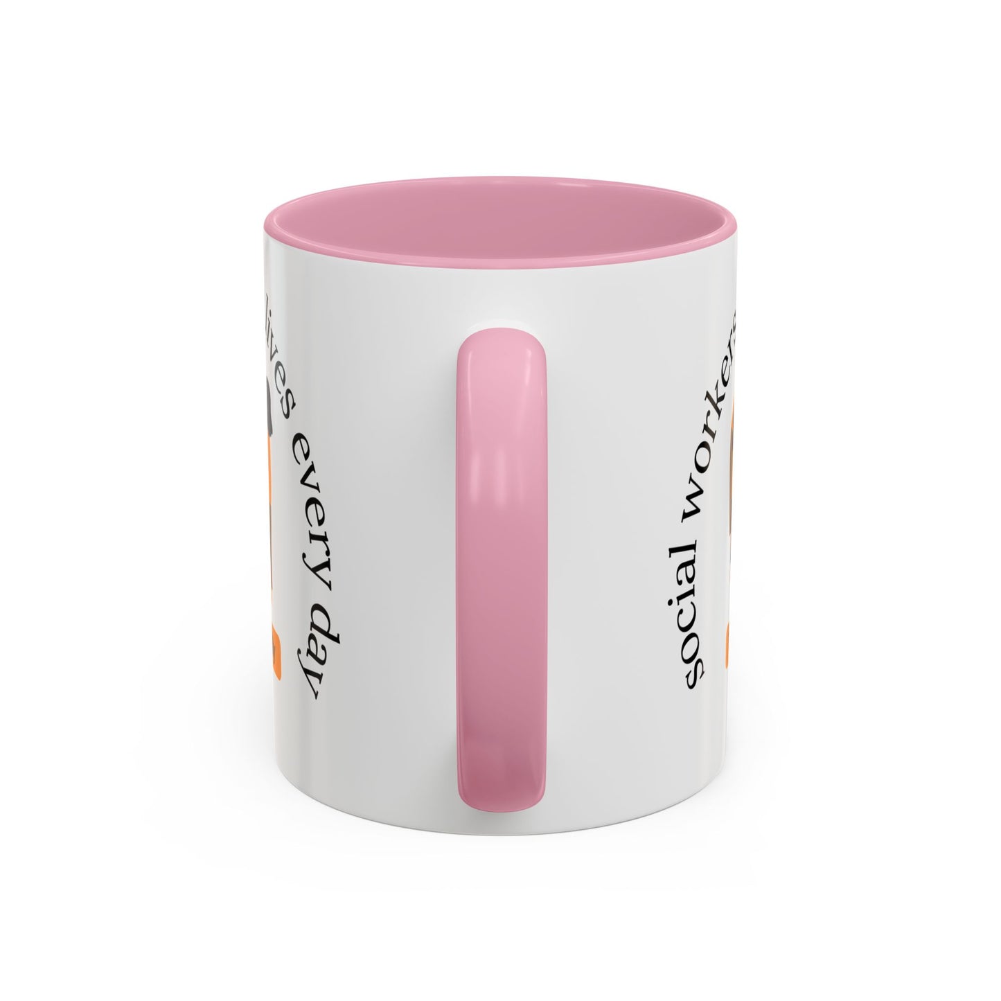 Taza de cerámica para trabajadores sociales con mensaje "Social Workers Change Lives", disponible en 11oz y 15oz, con diseño impreso.