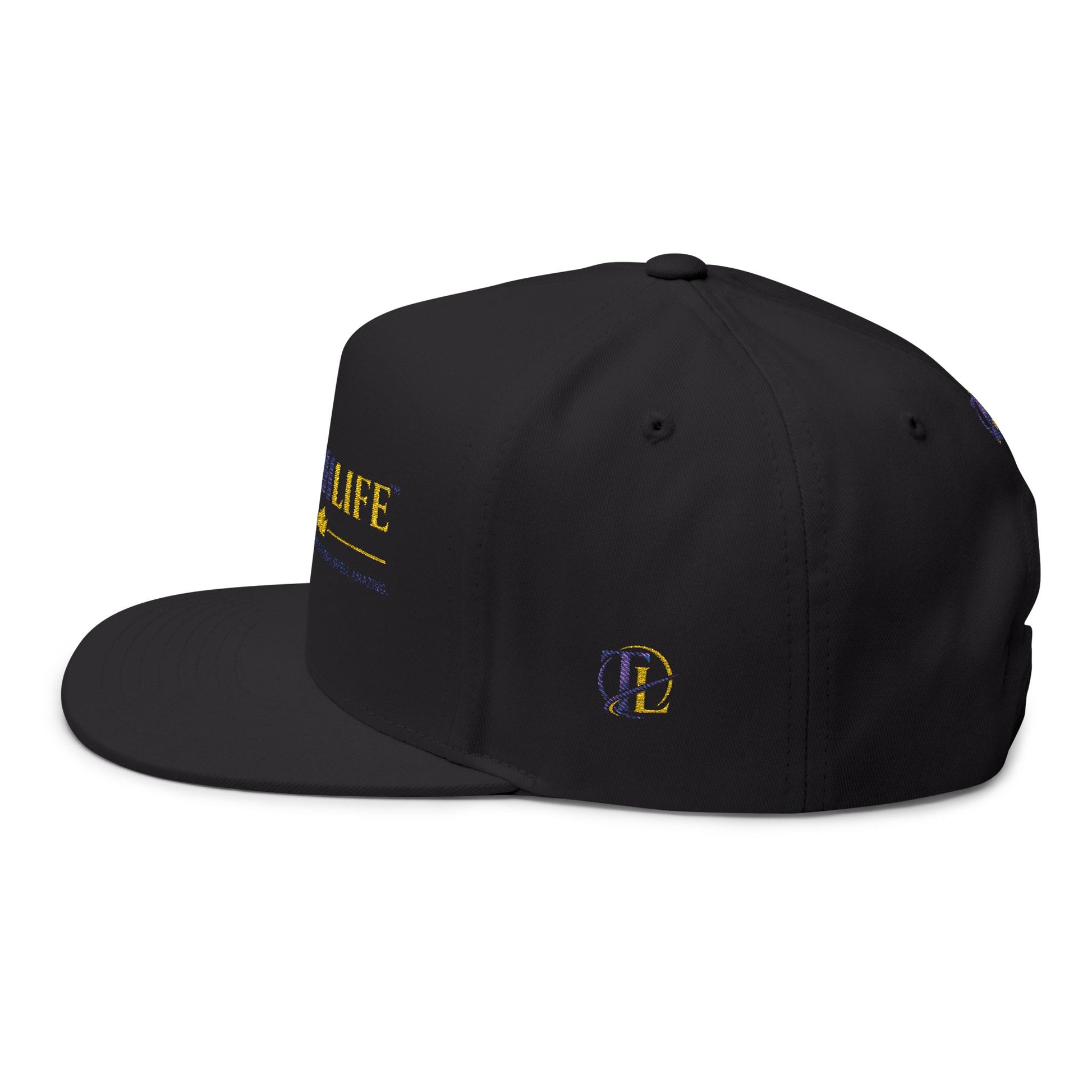 Gorra tipo trucker TushLife Flame con bordado y malla, estilo snapback, en colores vibrantes y diseño llamativo.