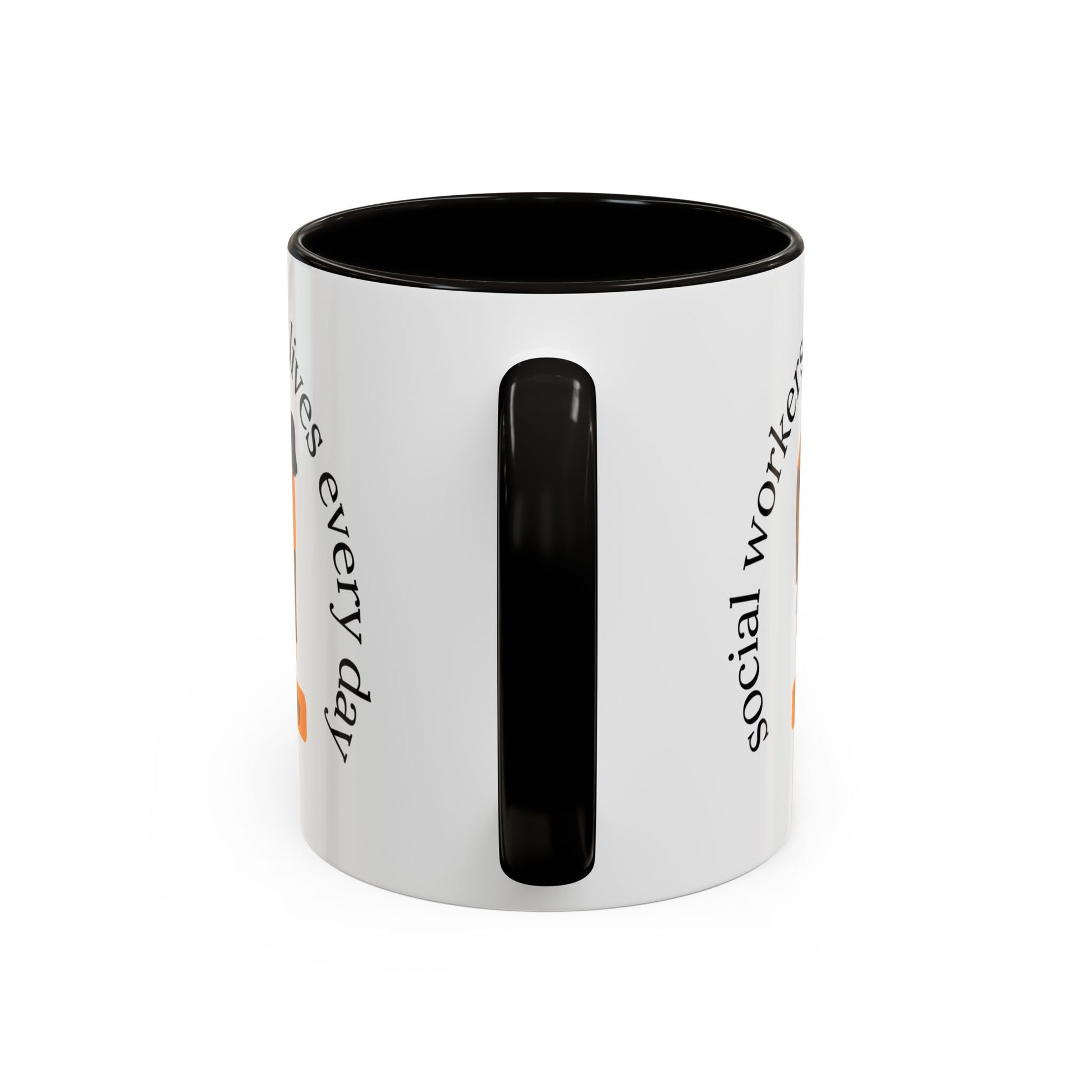 Taza de cerámica para trabajadores sociales con mensaje "Change Lives Every Day" en tamaños de 11oz y 15oz, de Printify.