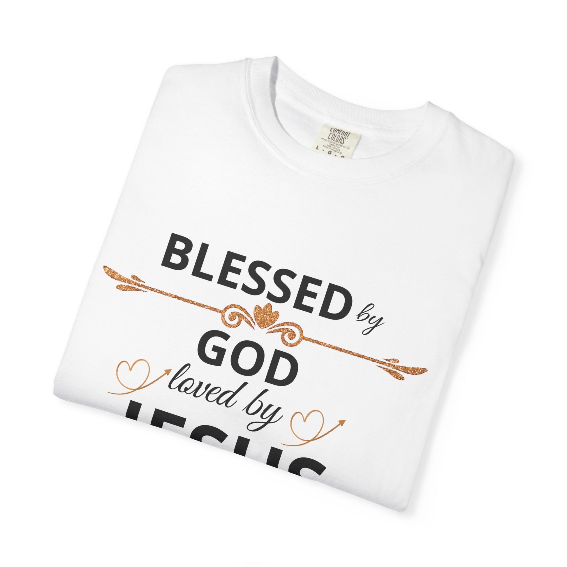 Camiseta unisex Blessed by God de Printify con diseño religioso, ropa de fe para iglesia, familia y viajes, camiseta cristiana.