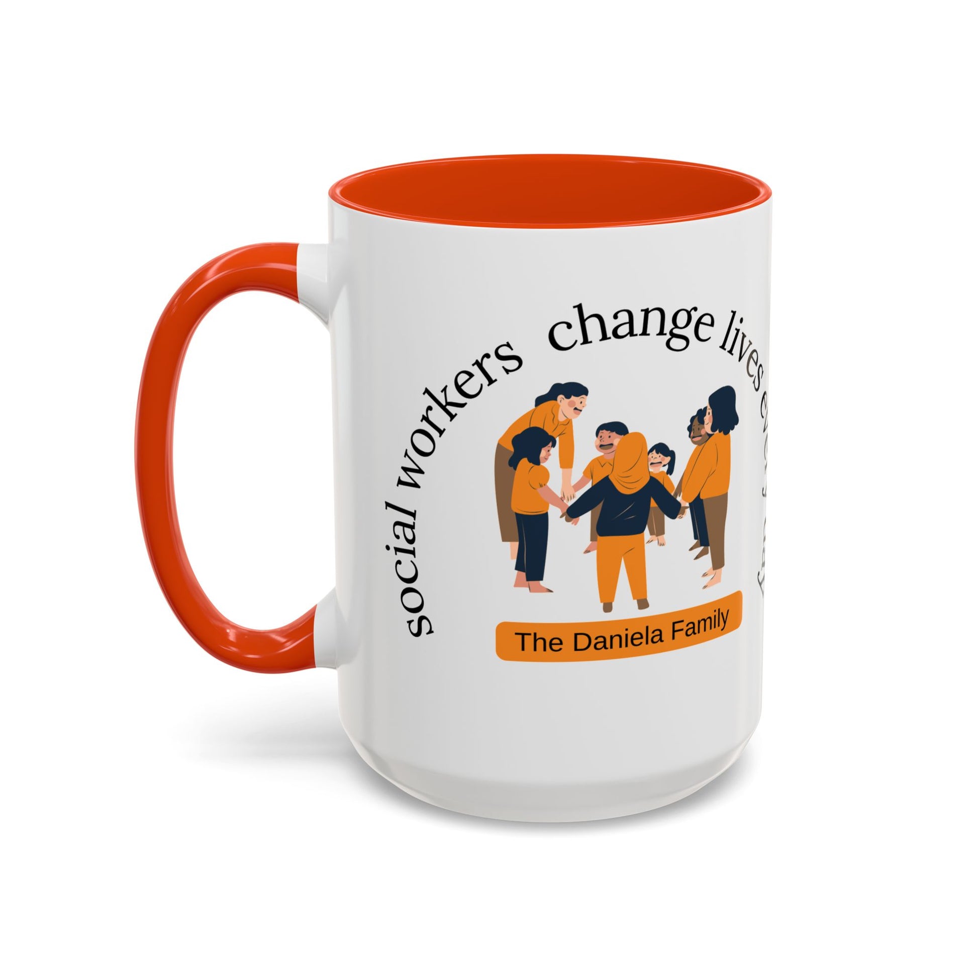 Taza de cerámica para trabajadores sociales con diseño "Change Lives" en tamaños de 11 oz y 15 oz, en colores variados
