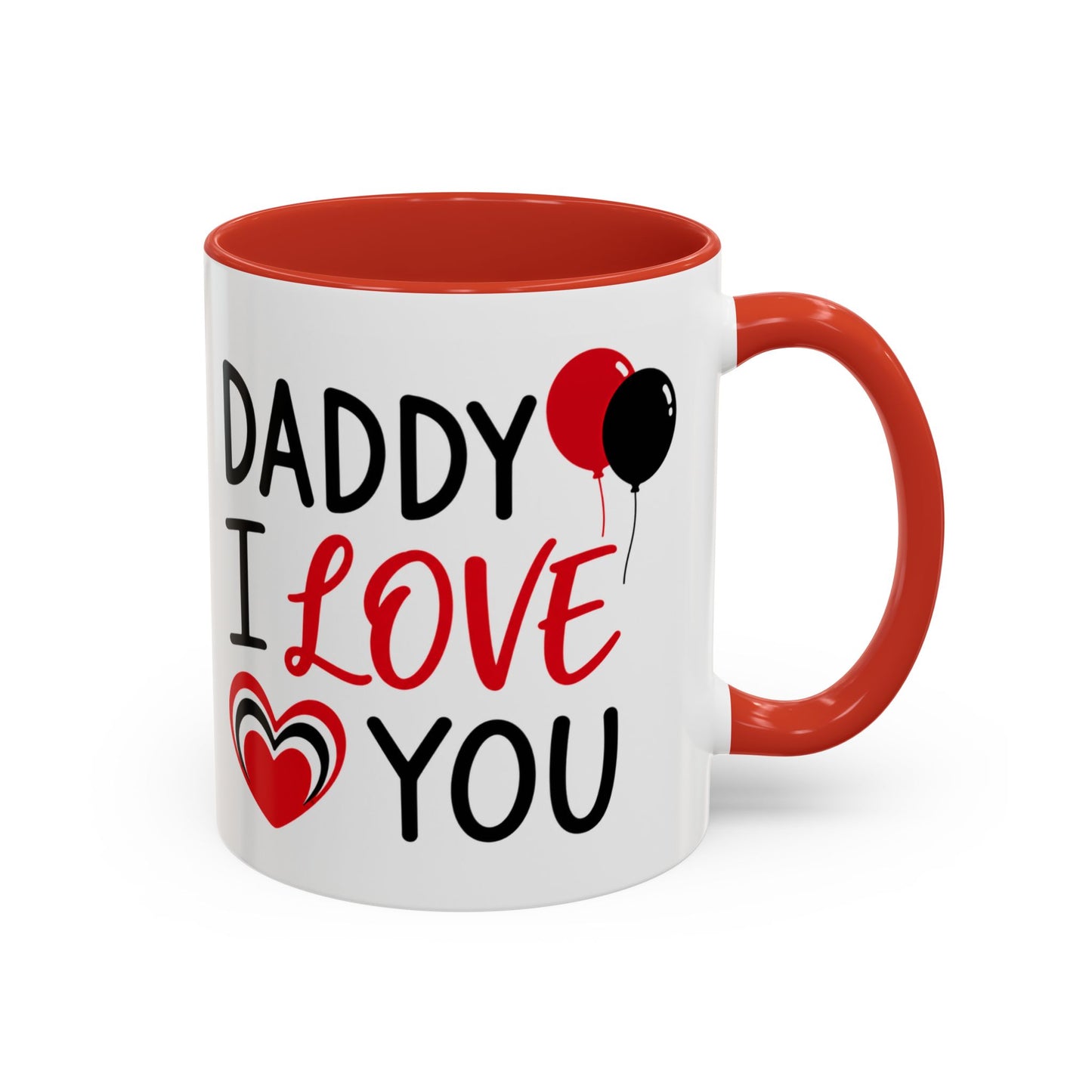 Taza de café Daddy I Love You con mensaje en letras grandes, modelo de 11 oz, ideal para regalo del Día del Padre.