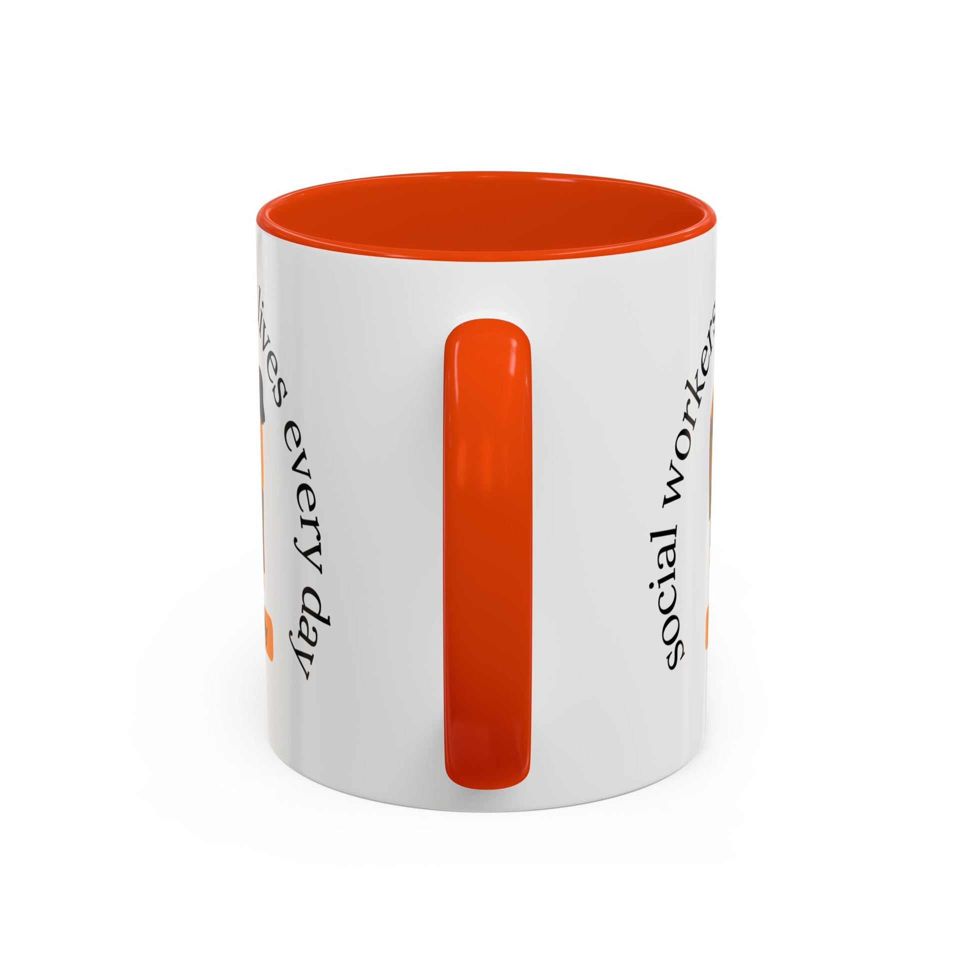 Taza de 11oz o 15oz de Printify con el texto "Social Workers Change Lives" en diseño colorido.