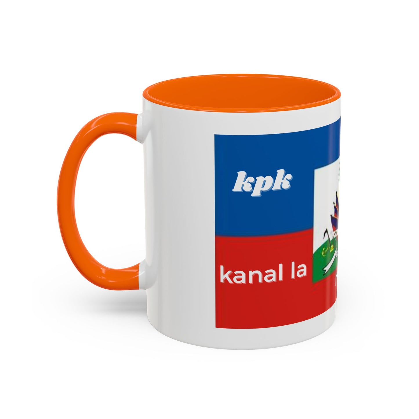 Taza de cerámica Printify con diseño de canal de café haitiano KPK La Pap Kanpe, ideal para bebidas calientes y decoración de cocina.