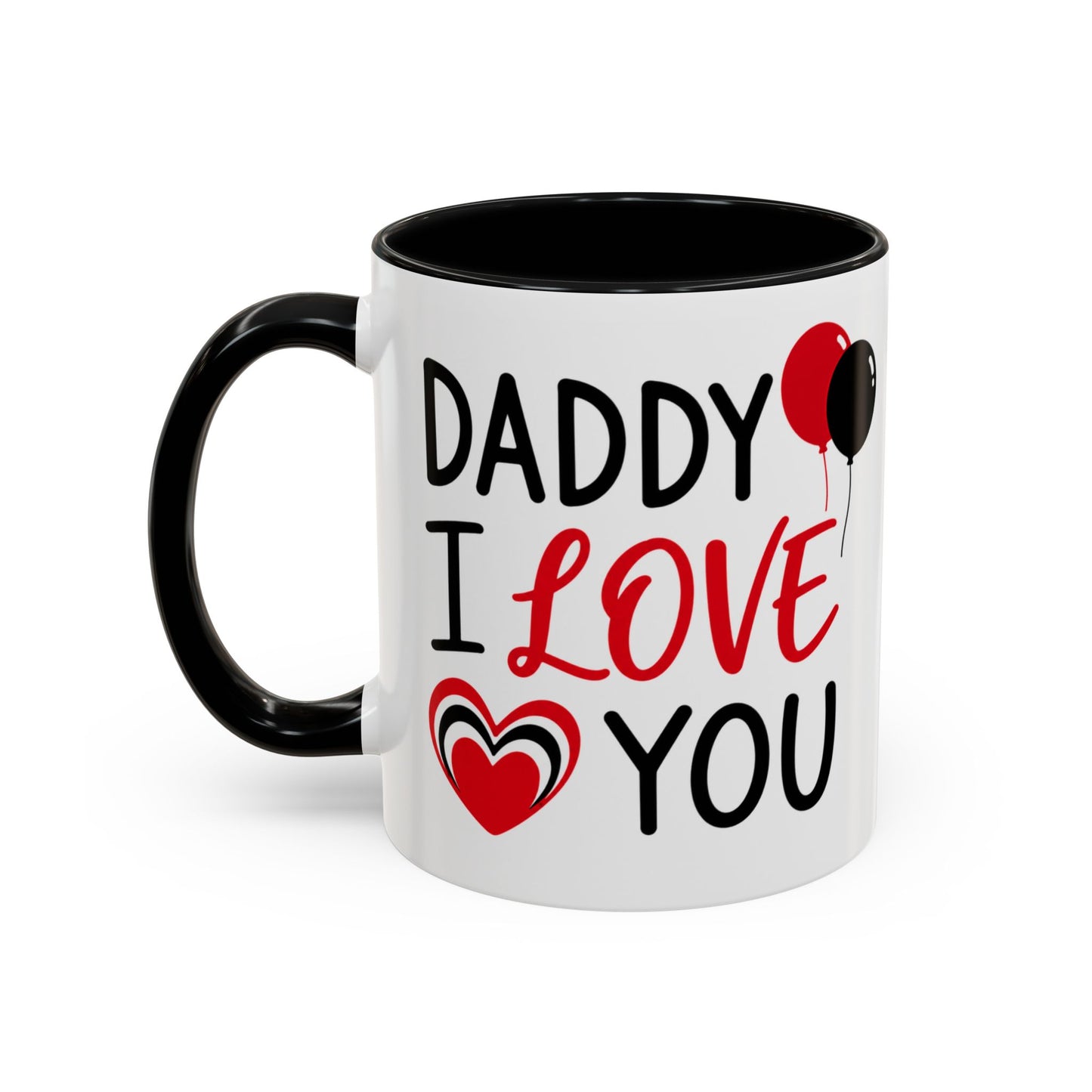 Taza de café Daddy I Love You de Printify con mensaje para el Día del Padre, capacidad de 11 oz, diseño en cerámica blanca