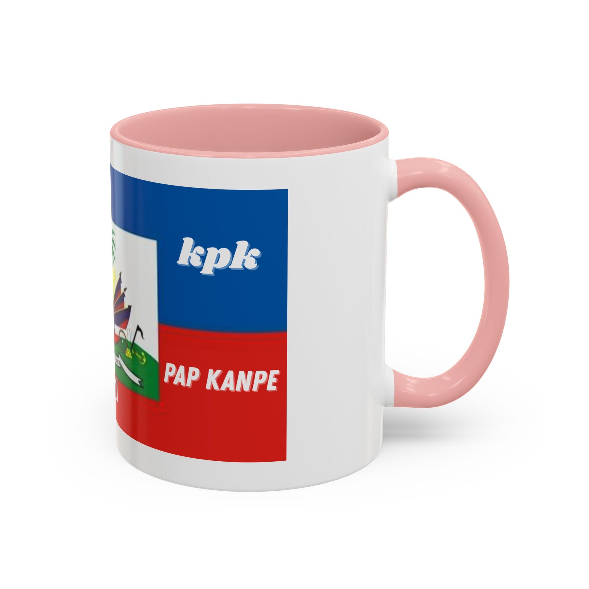 Taza de cerámica Printify con diseño haitiano KPK Kanal La Pap Kanpe para café o té, decorativa y útil para oficina o cocina.