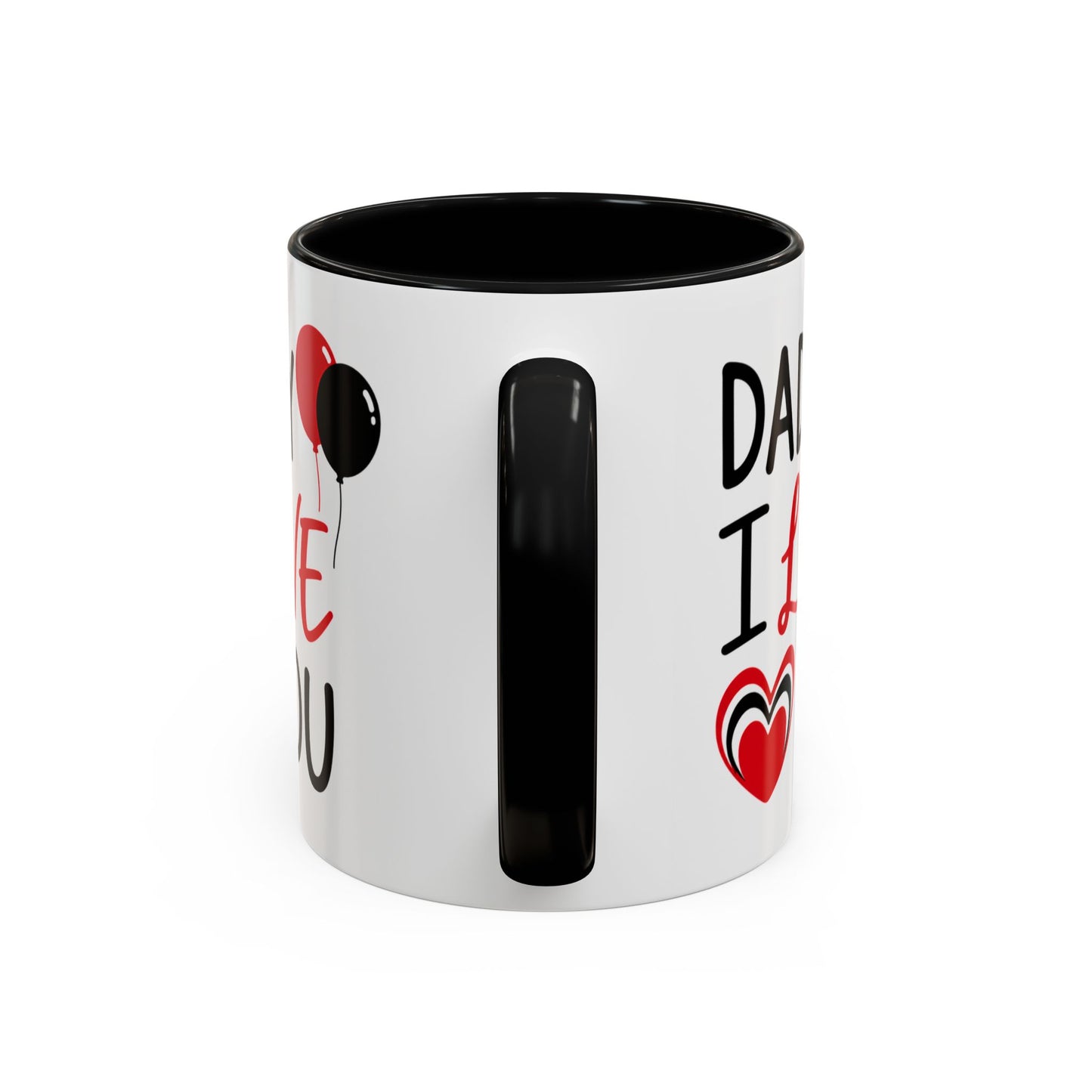 Taza de café Printify "Daddy I Love You" con mensaje para el Día del Padre, capacidad de 11 oz, diseño en cerámica blanco.