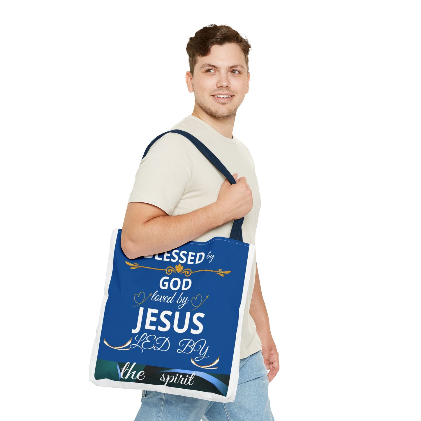 Bolso de mano cristiano para madres con mensaje inspirador "Confiando en Dios en todo" en tela resistente, bolso religioso y agradecido.