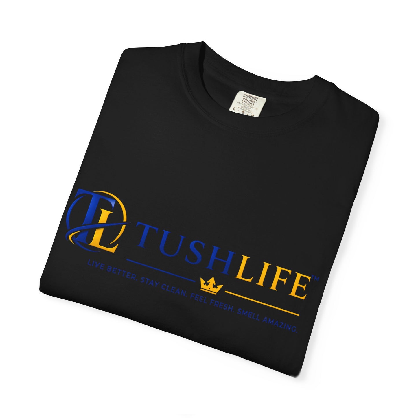 Camisa T-shirt de algodón premium TUSHLIFE Printify, cómoda y ideal para uso diario, vista frontal con cuello redondo y manga corta.
