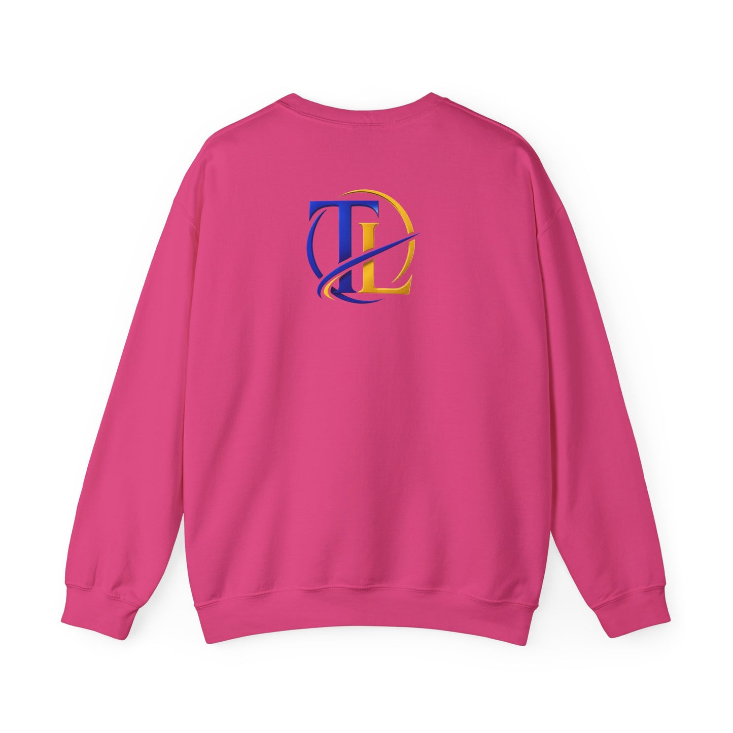 Sudadera azul Gold TL Monogram de Printify, de corte cómodo y diseño con logotipo en el pecho, en color azul brillante.