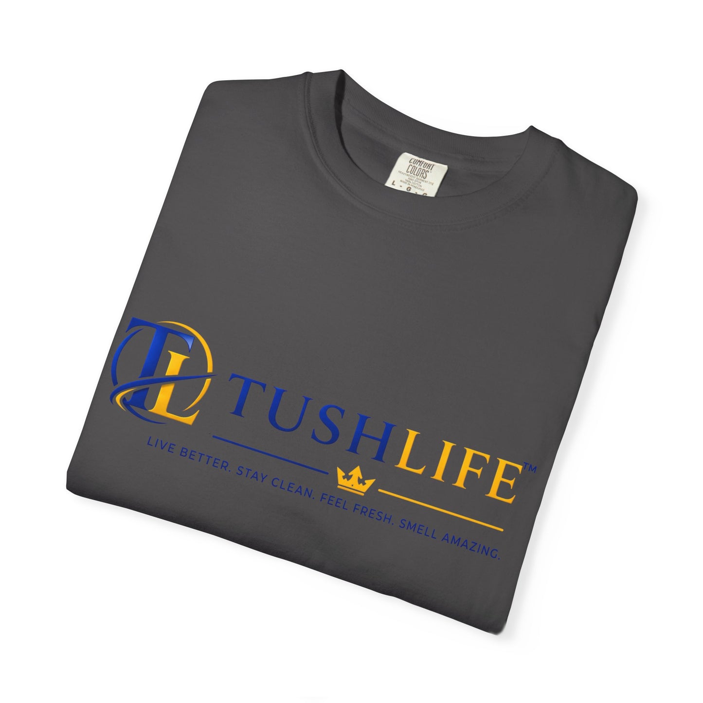 Camiseta de algodón premium TUSHLIFE para uso diario, de la marca Printify, vista en la imagen con diseño simple y cómoda.