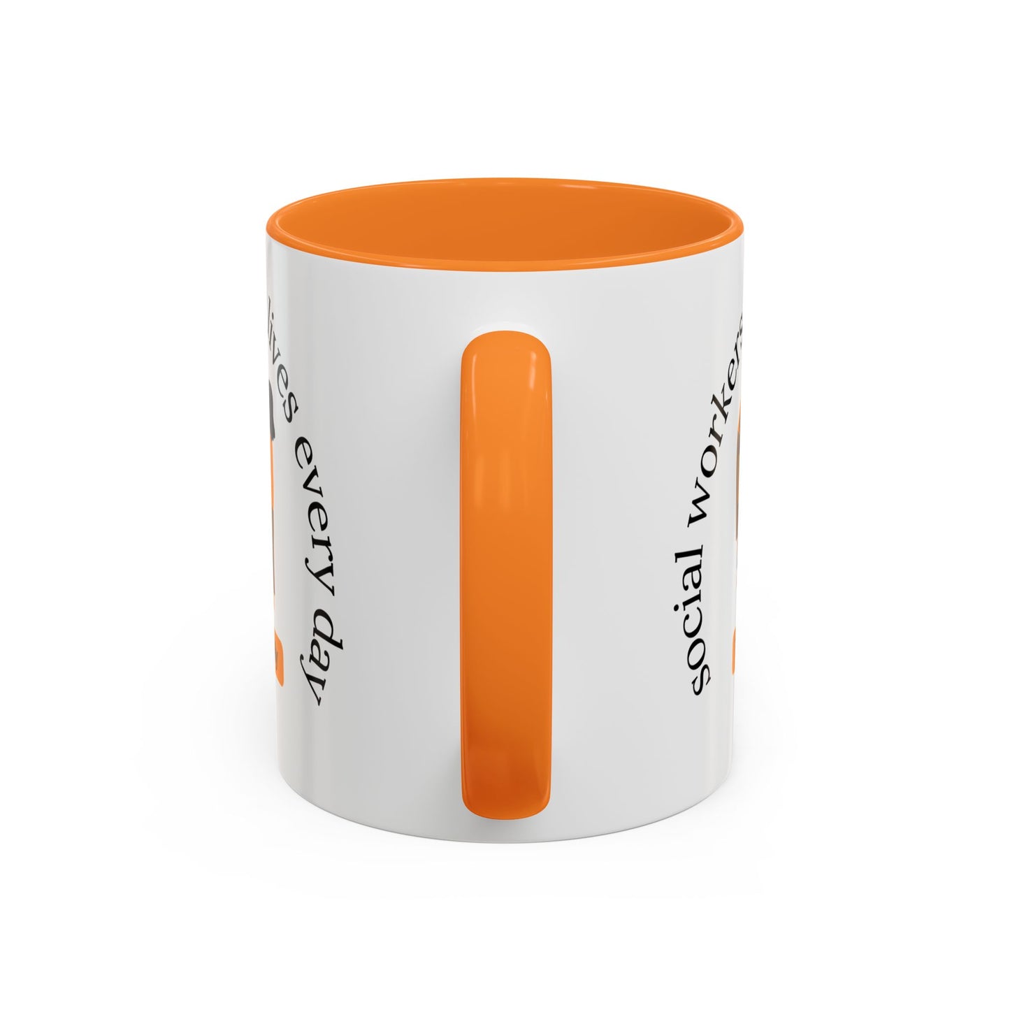 Taza de cerámica para trabajadores sociales con mensaje "Change Lives" en diferentes tamaños, de la marca Printify.