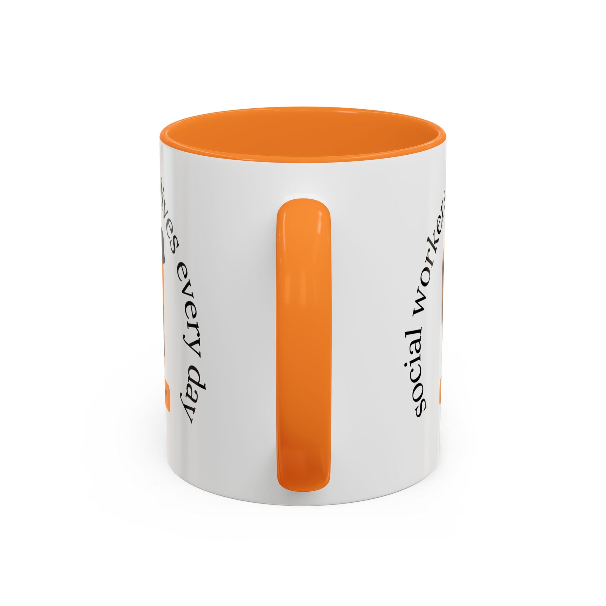 Taza de cerámica para trabajadores sociales con mensaje "Change Lives" en diferentes tamaños, de la marca Printify.