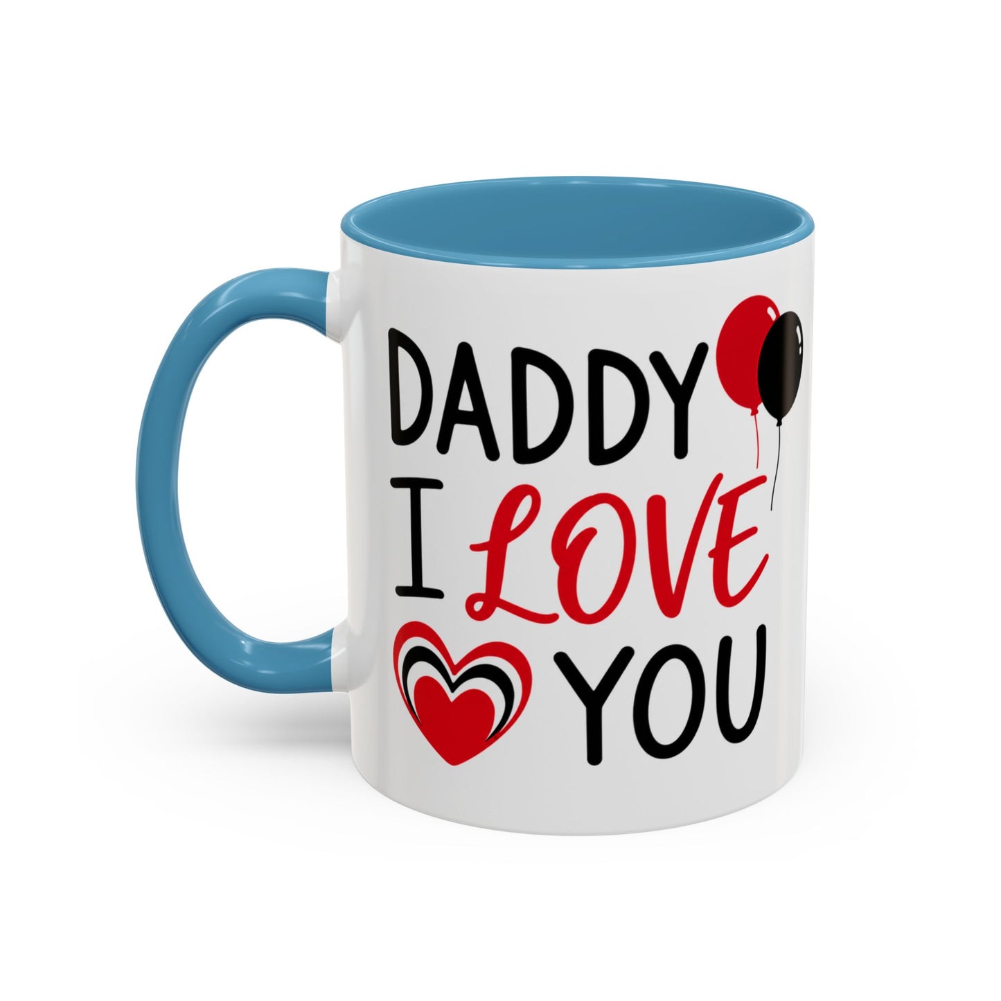 Taza de café Daddy I Love You de Printify, de 11 oz, con mensaje cariñoso para el Día del Padre, vista desde arriba.