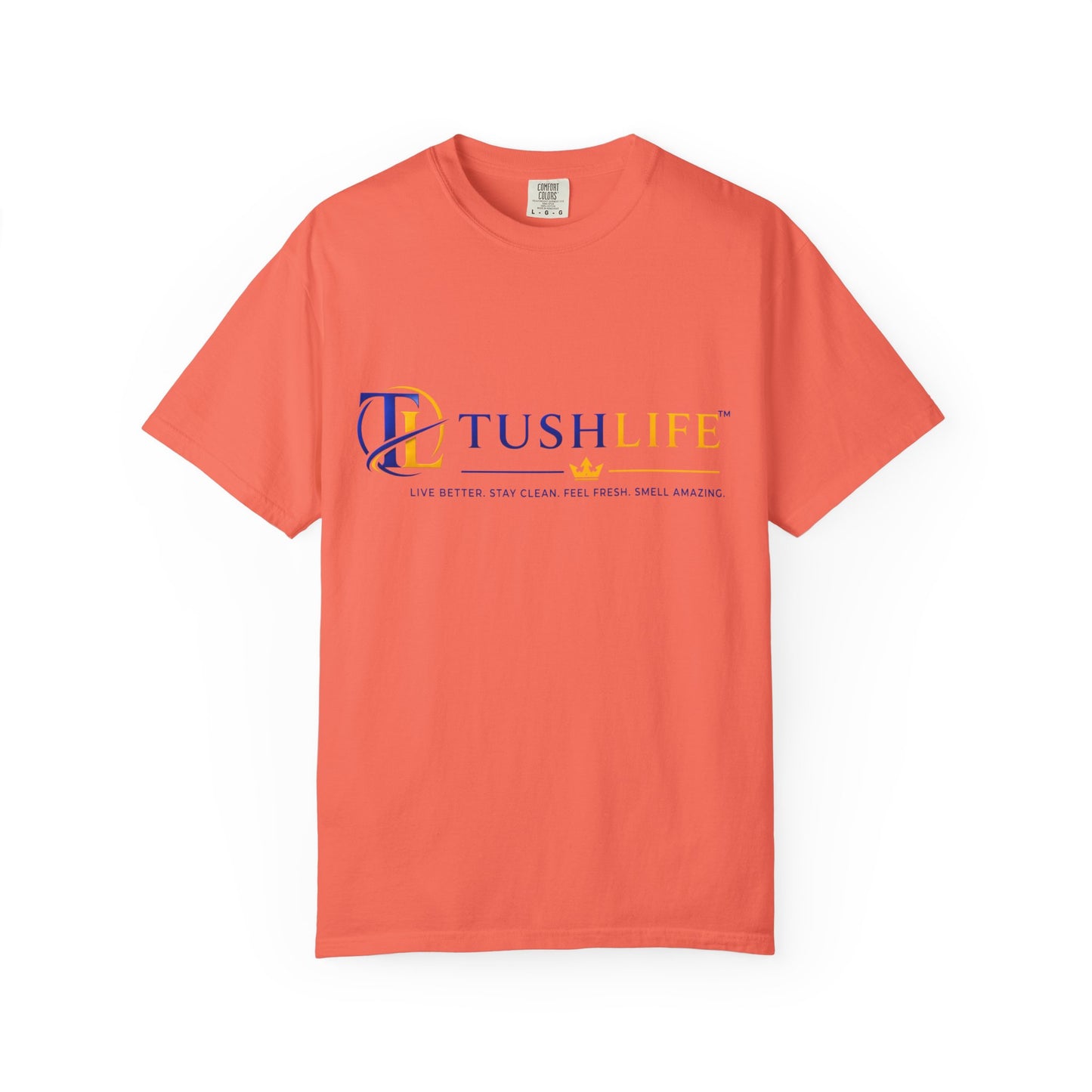 Camiseta de algodón premium TUSHLIFE para uso diario, camiseta de tipo T-Shirt de la marca Printify, imagen en color gris.
