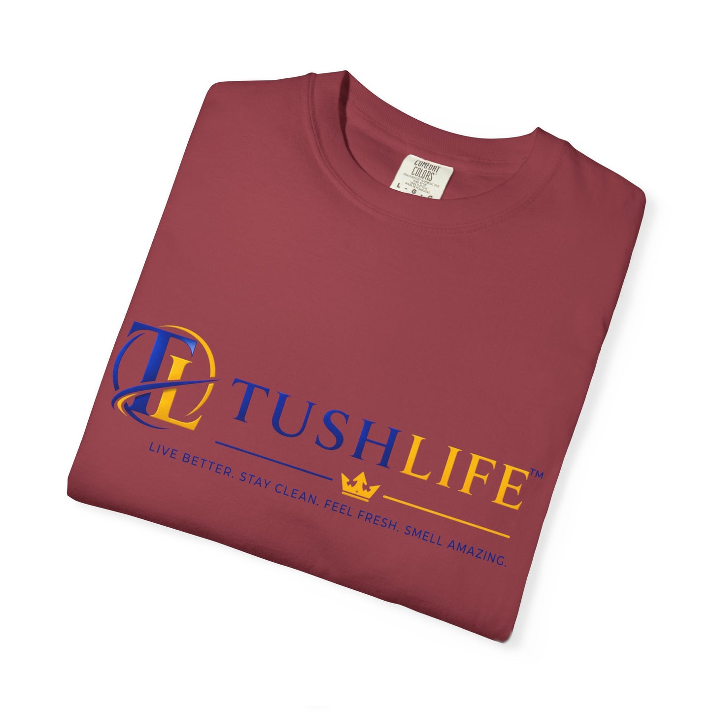 Camiseta básica de algodón premium TUSHLIFE de manga corta y diseño simple, ideal para uso diario, de la marca Printify.