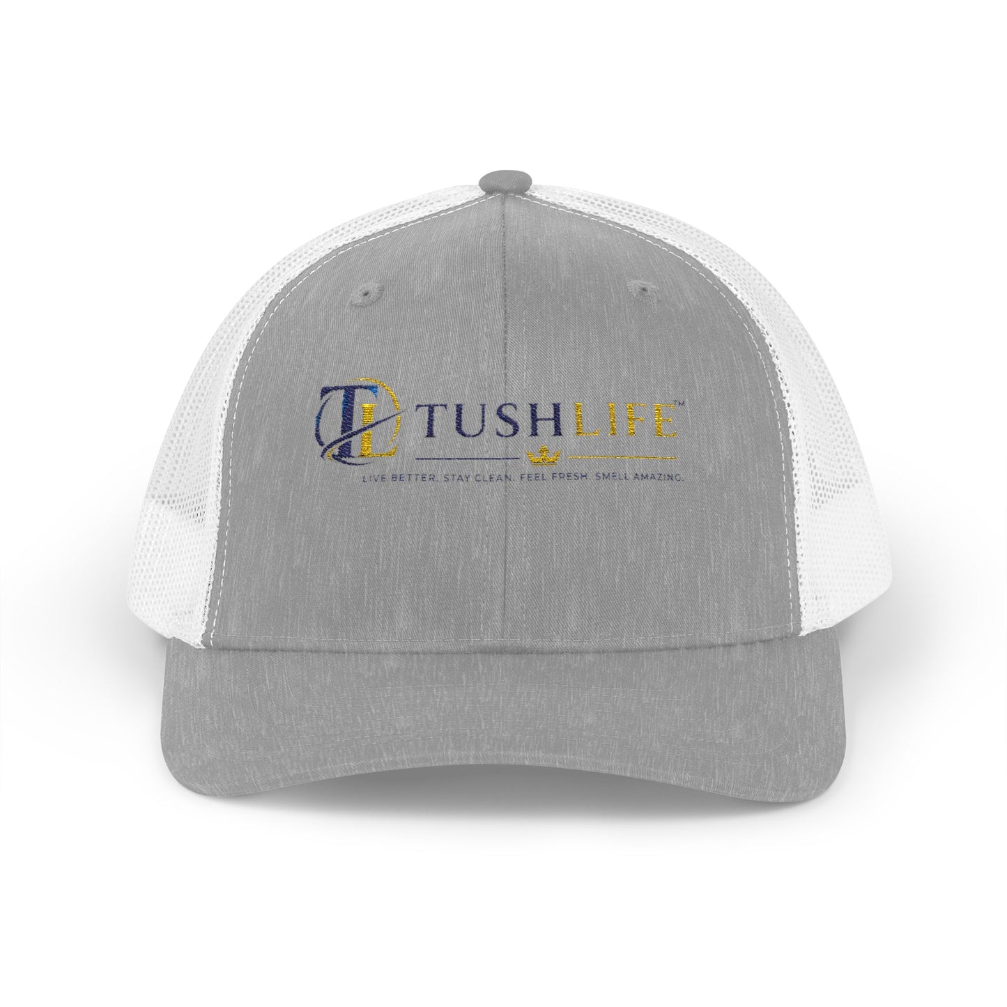 Gorra trucker TushLife Flame Snapback con logo de llama de malla, estilo casual y cómodo, en colores vibrantes.