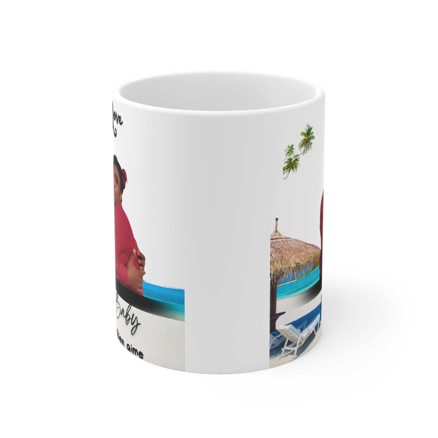Taza personalizada de amor de 11 oz de Printify con diseño romántico, ideal para parejas y regalos de aniversario o cumpleaños.
