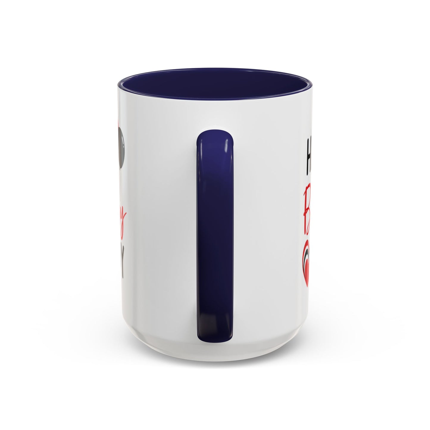 Taza de café Happy Birthday Daddy con globos rojos y negros, corazón, en color rojo y negro, de 11 oz de Printify.