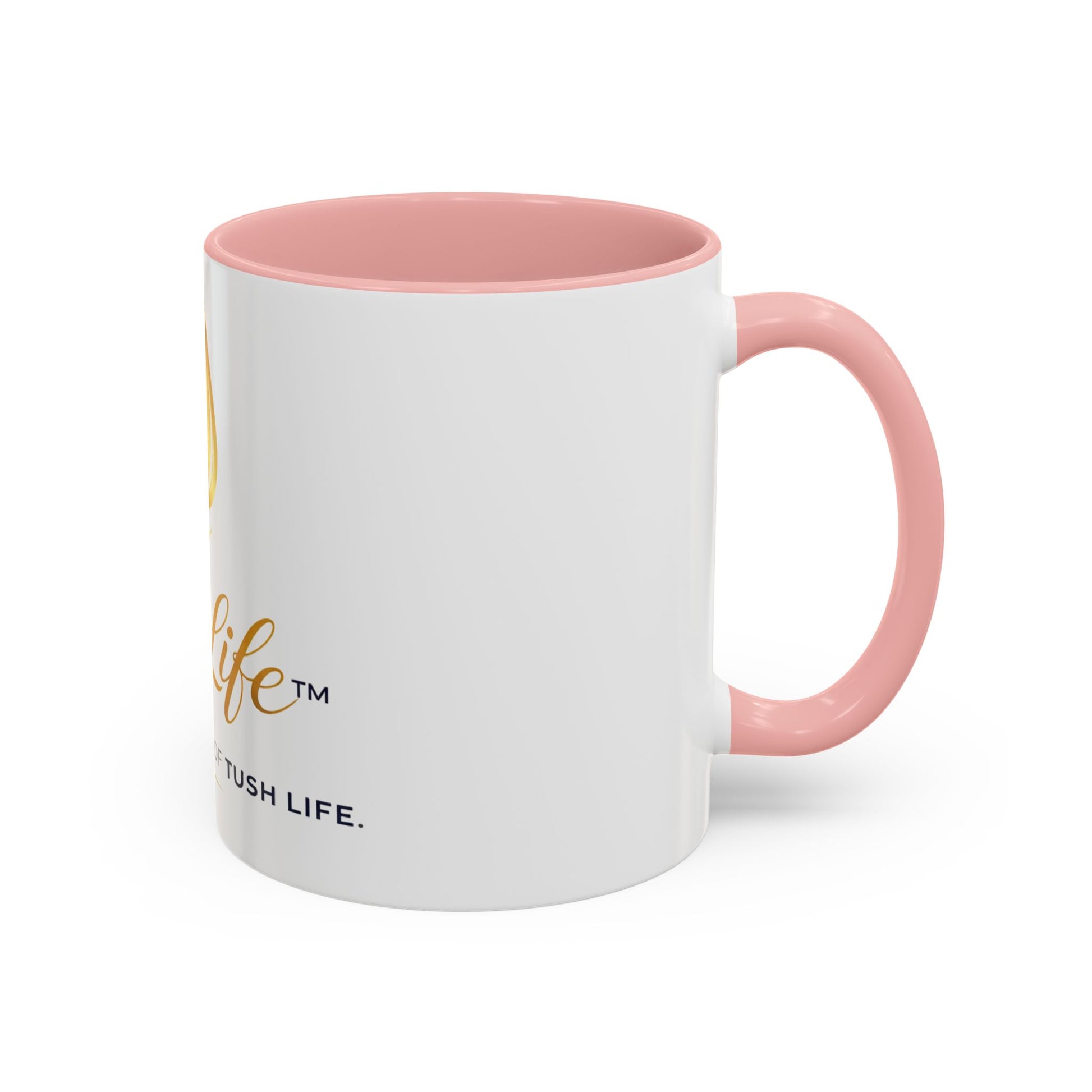 Taza TushLife de 11 oz y 15 oz de Printify, cerámica blanca con diseño moderno, vista frontal sobre fondo neutro.