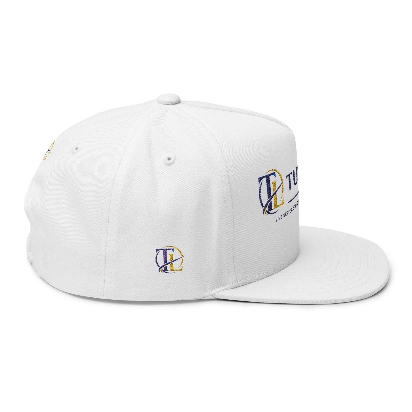Gorra trucker TushLife Flame con bordado en llamas y malla, estilo snapback de Printify para protección solar y moda casual.