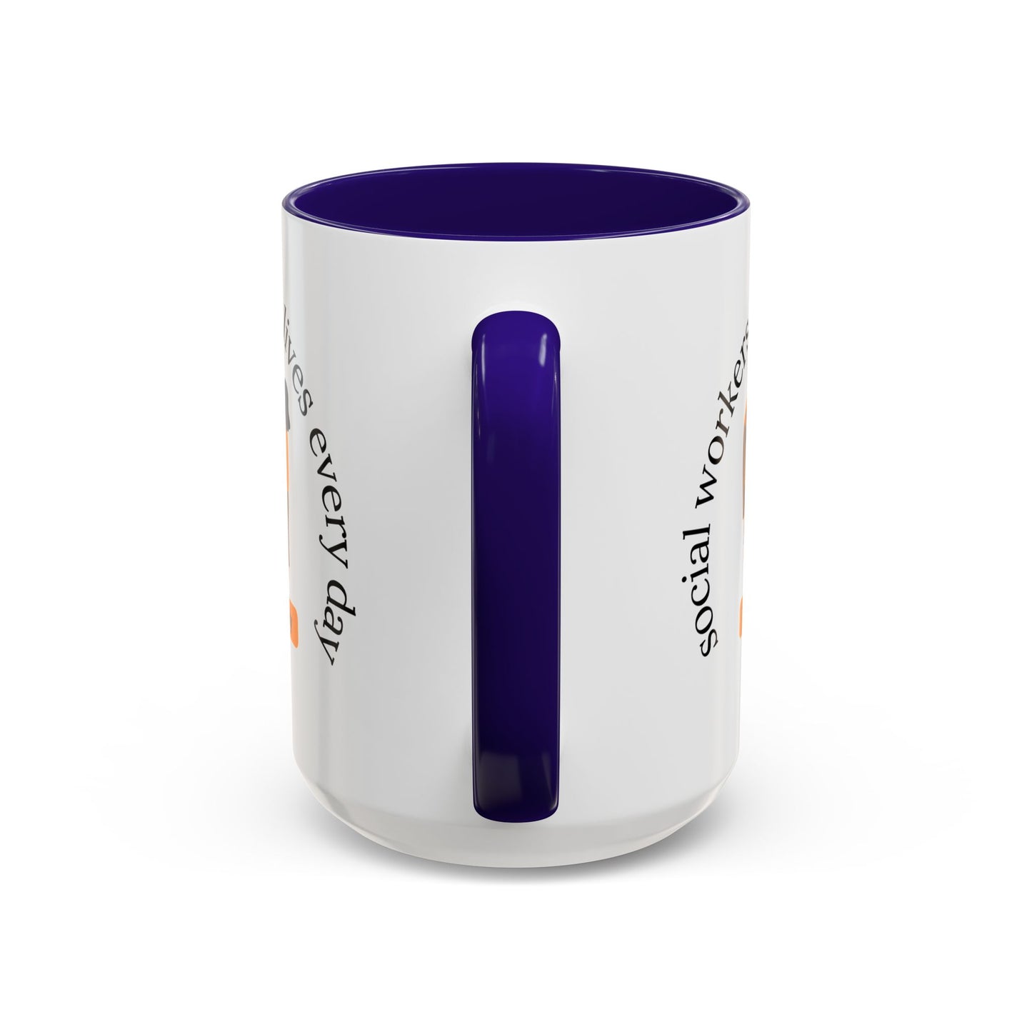 Taza de cerámica Printify para trabajadores sociales con mensaje "Social Workers Change Lives" en tamaños de 11oz y 15oz.