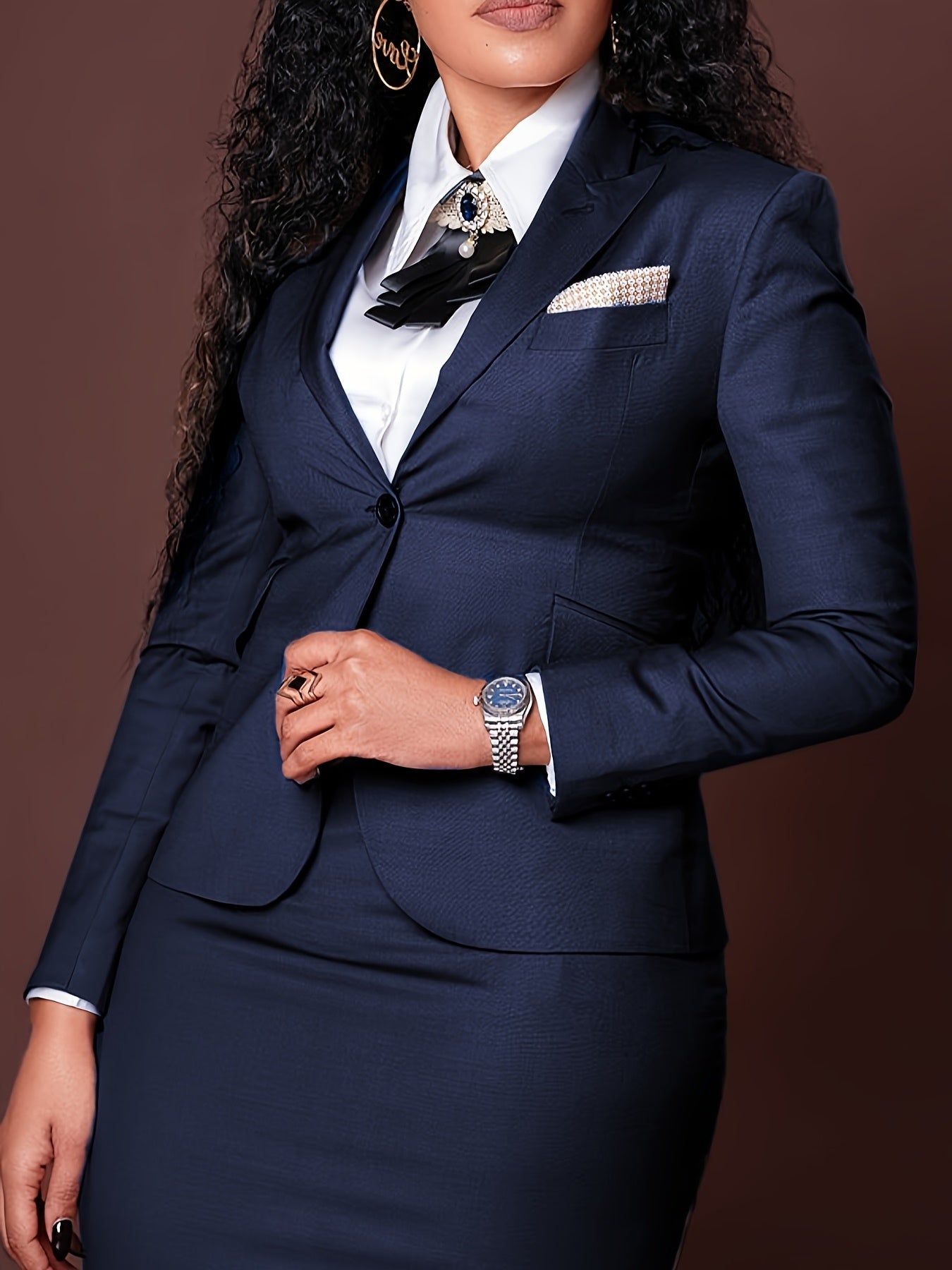 Conjunto formal para mujeres de falda y blazer de Dreamblue Store, con corbata en la cintura y diseño elegante para oficina.